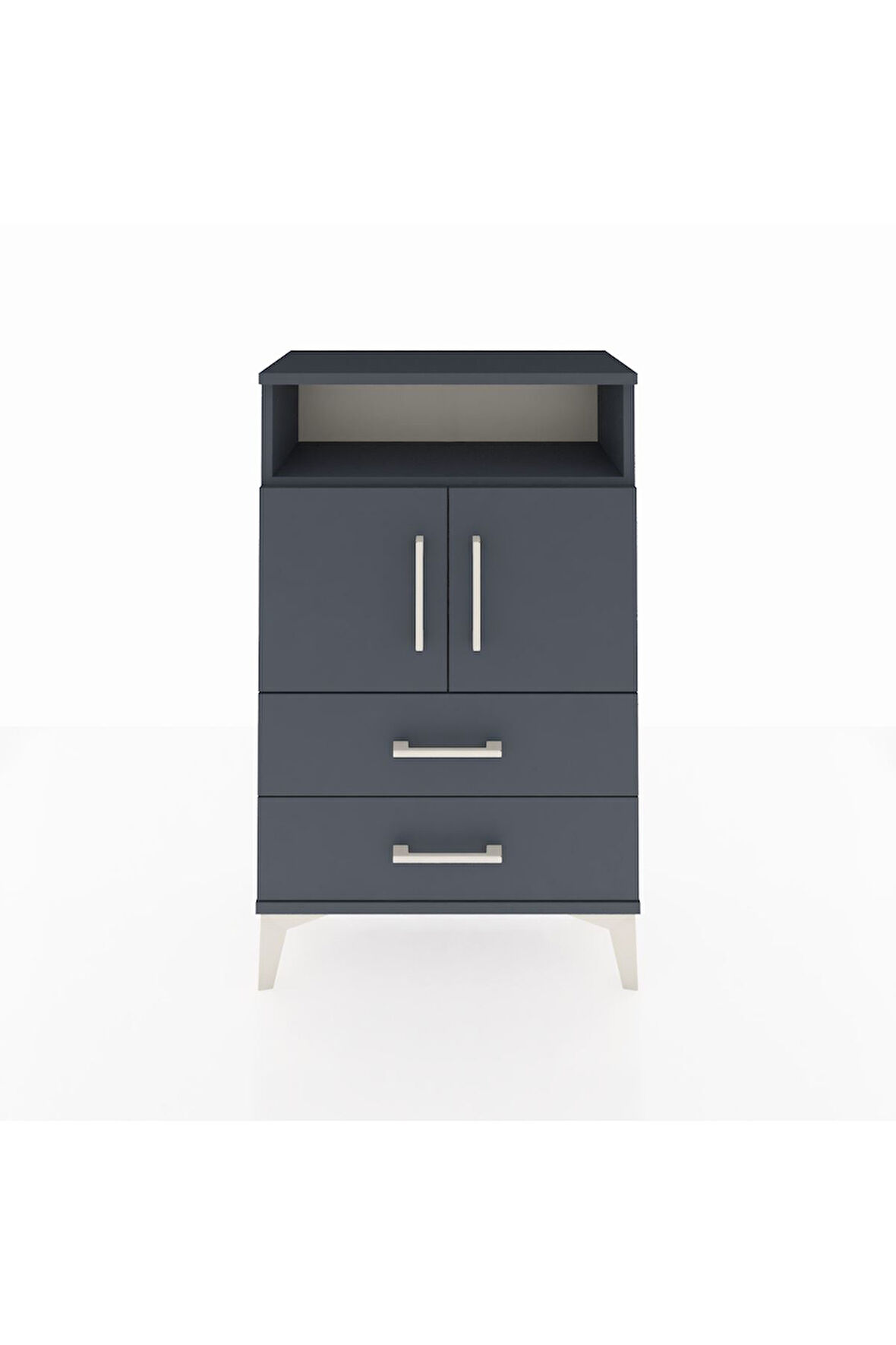 Arges Komodin 2 Raflı 2 Çekmeceli 2 Kapaklı 60x30x96 Antrasit-Antrasit