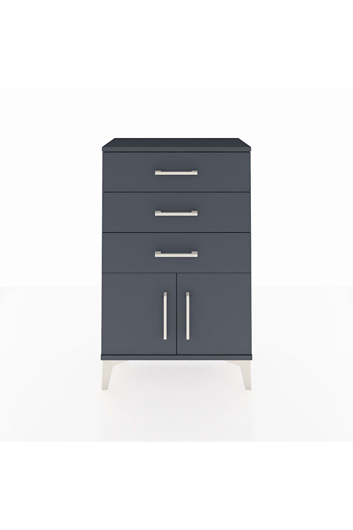 Arges Komodin 3 Çekmeceli 2 Kapaklı 60x30x96 Antrasit-Antrasit