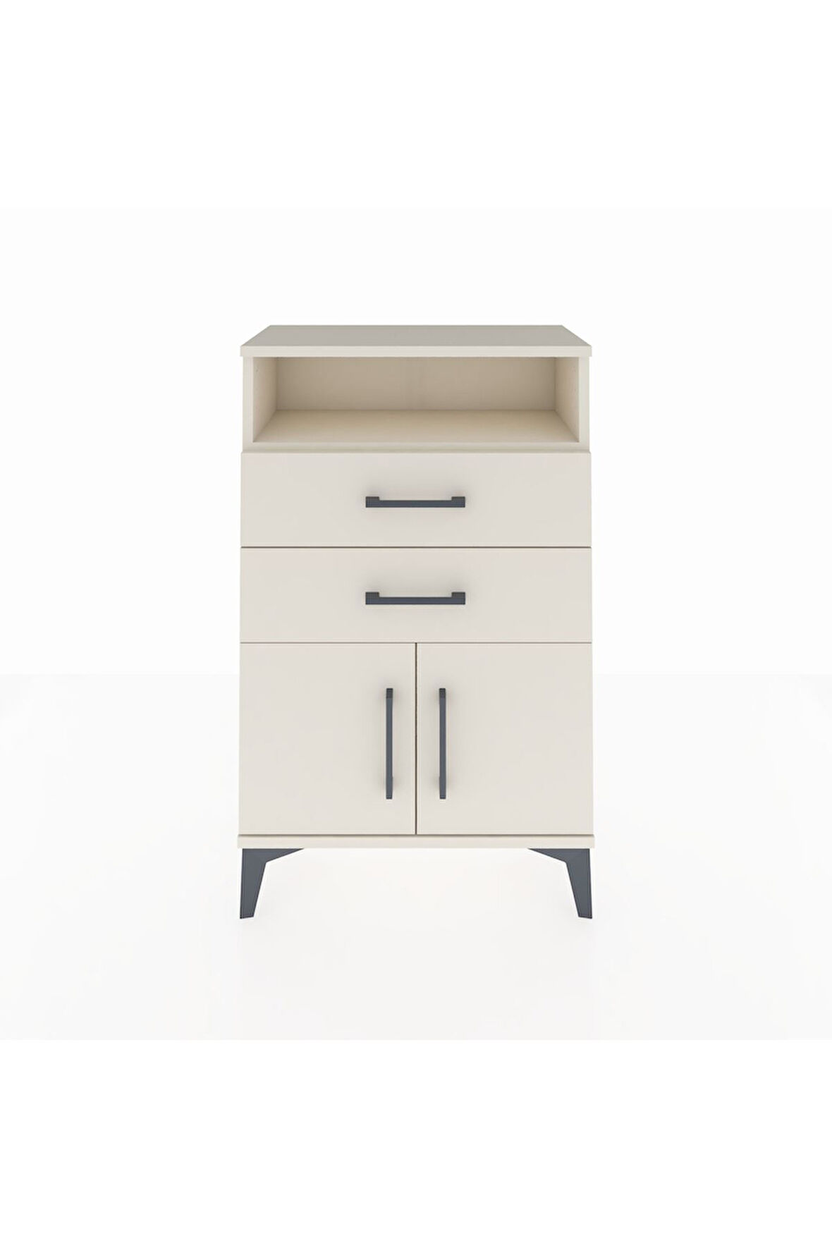 Arges Komodin Tek Raflı 2 Çekmeceli 2 Kapaklı 60x30x96 Aytaşı-Aytaşı