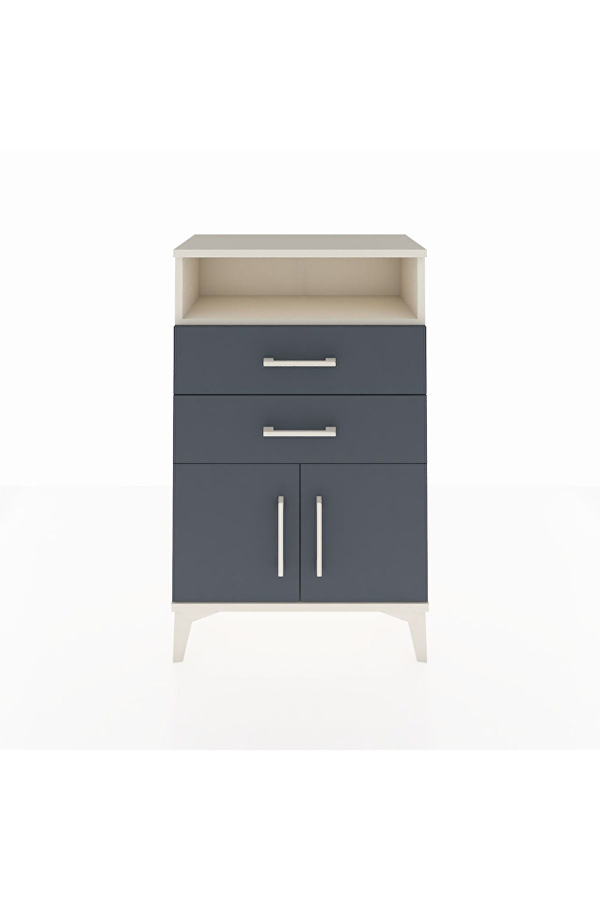 Arges Komodin Tek Raflı 2 Çekmeceli 2 Kapaklı 60x30x96 Aytaşı-Antrasit