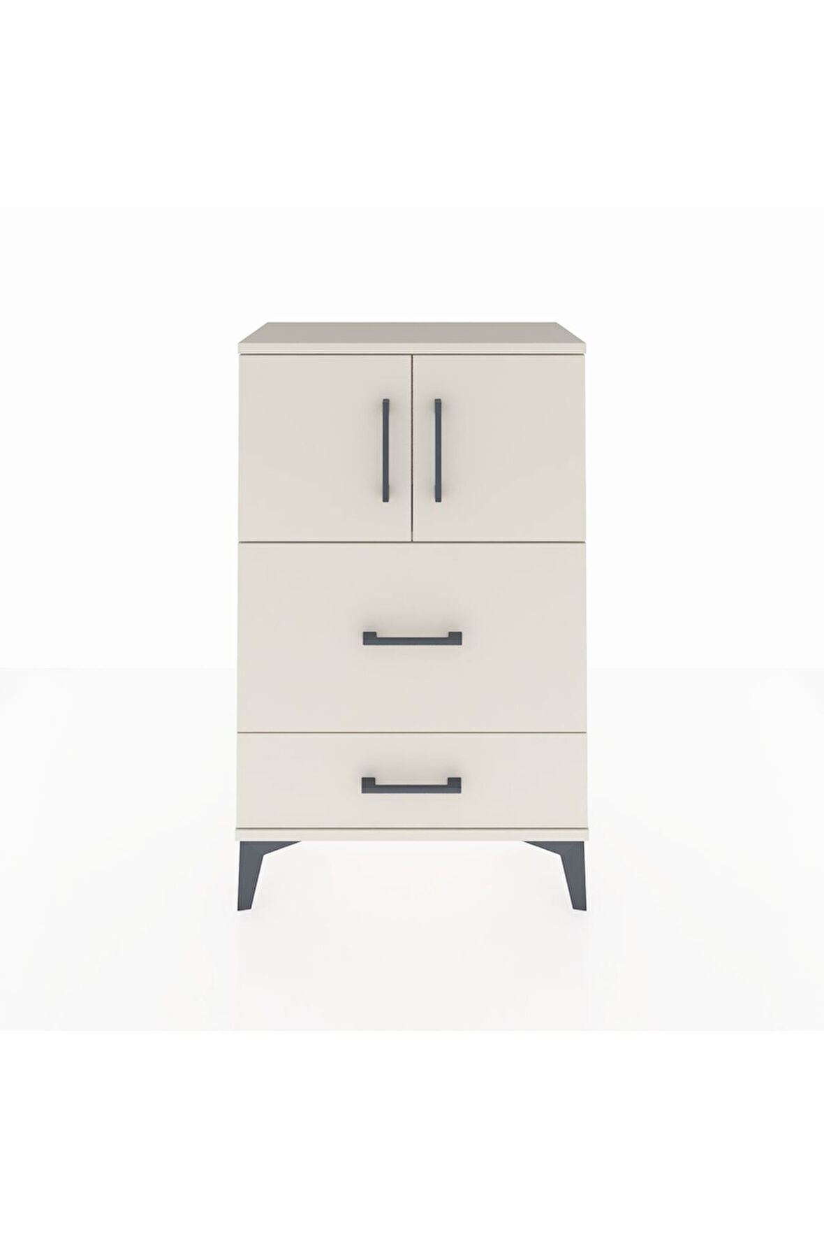 Arges Komodin Tek Raflı 2 Çekmeceli 2 Kapaklı 60x30x96 Aytaşı-Aytaşı