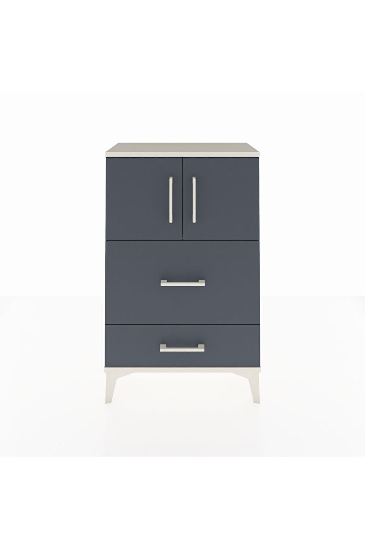 Arges Komodin Tek Raflı 2 Çekmeceli 2 Kapaklı 60x30x96 Aytaşı-Antrasit