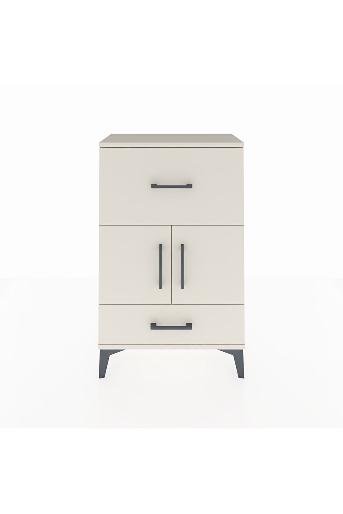 Arges Komodin Tek Raflı 2 Çekmeceli 2 Kapaklı 60x30x96 Aytaşı-Aytaşı