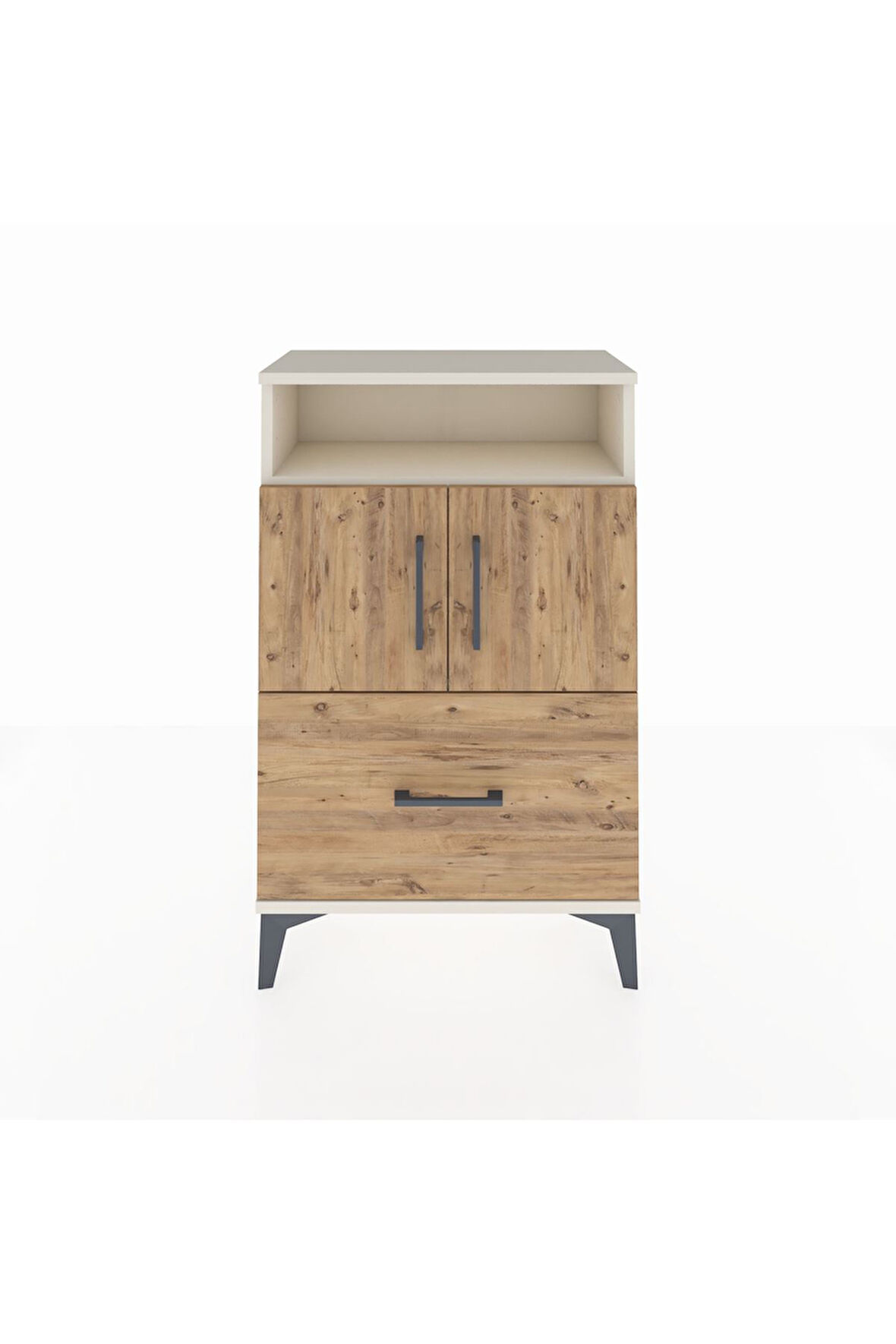 Arges Komodin 2 Raflı Tek Çekmeceli 2 Kapaklı 60x30x96 Aytaşı-Çam