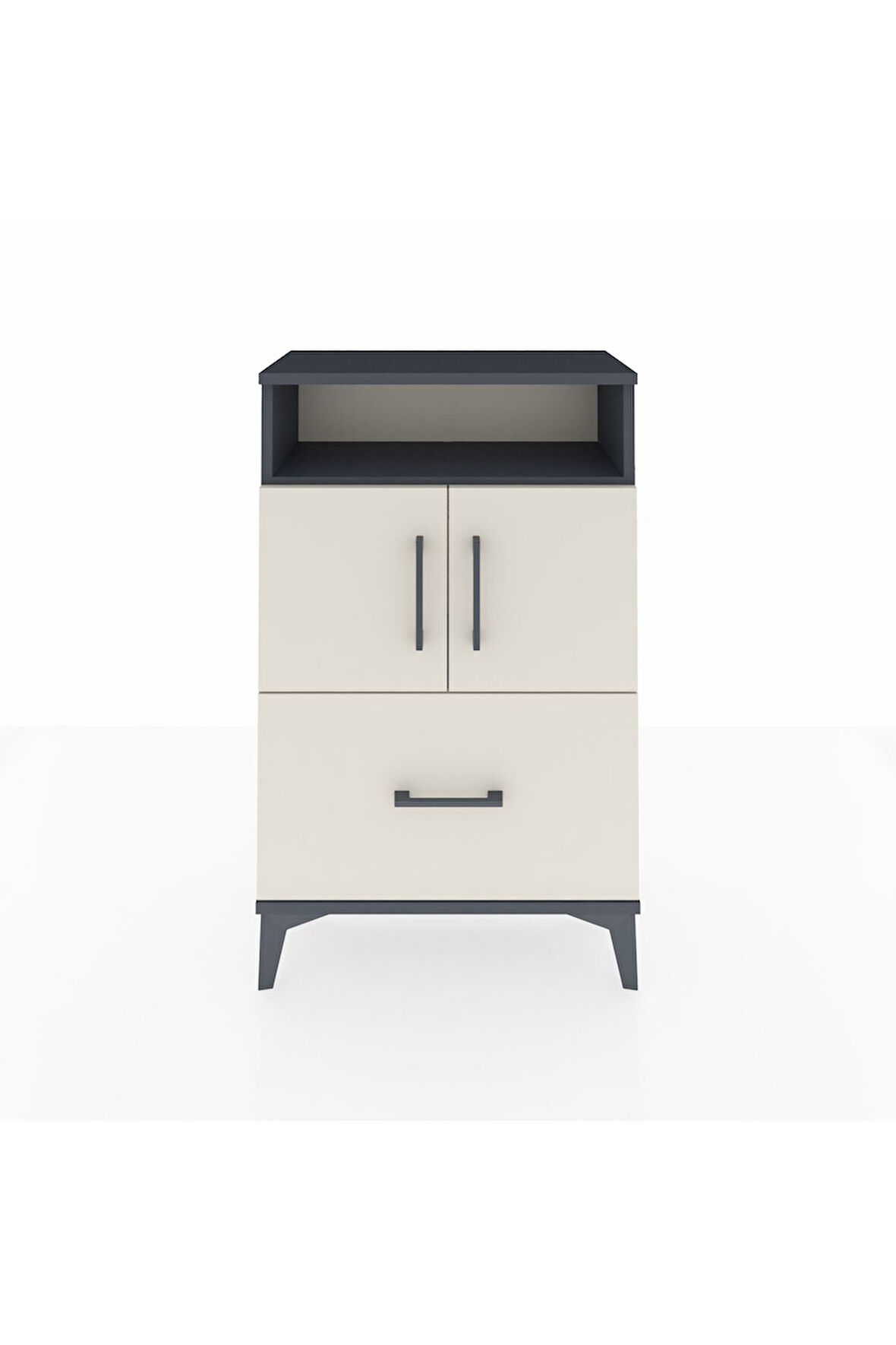 Arges Komodin 2 Raflı Tek Çekmeceli 2 Kapaklı 60x30x96 Antrasit-Aytaşı