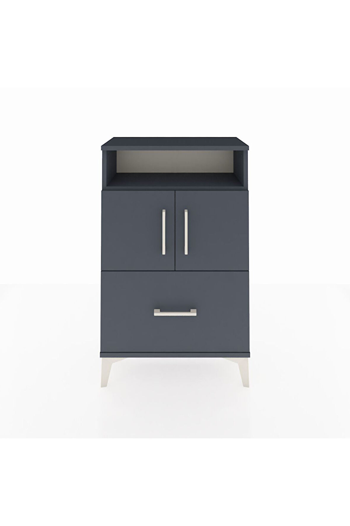 Arges Komodin 2 Raflı Tek Çekmeceli 2 Kapaklı 60x30x96 Antrasit-Antrasit