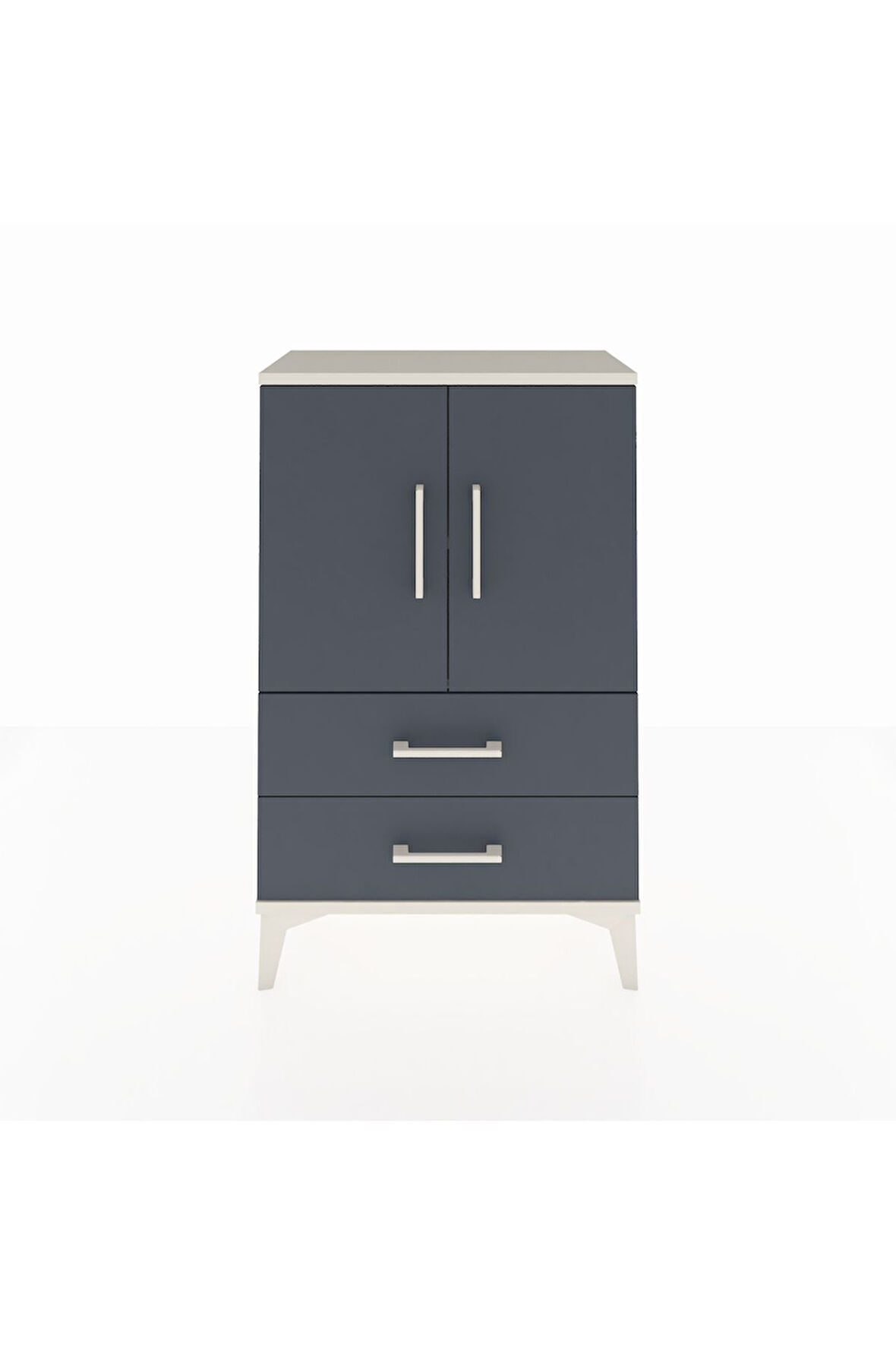 Arges Komodin 2 Raflı 2 Çekmeceli 2 Kapaklı 60x30x96 Aytaşı-Antrasit