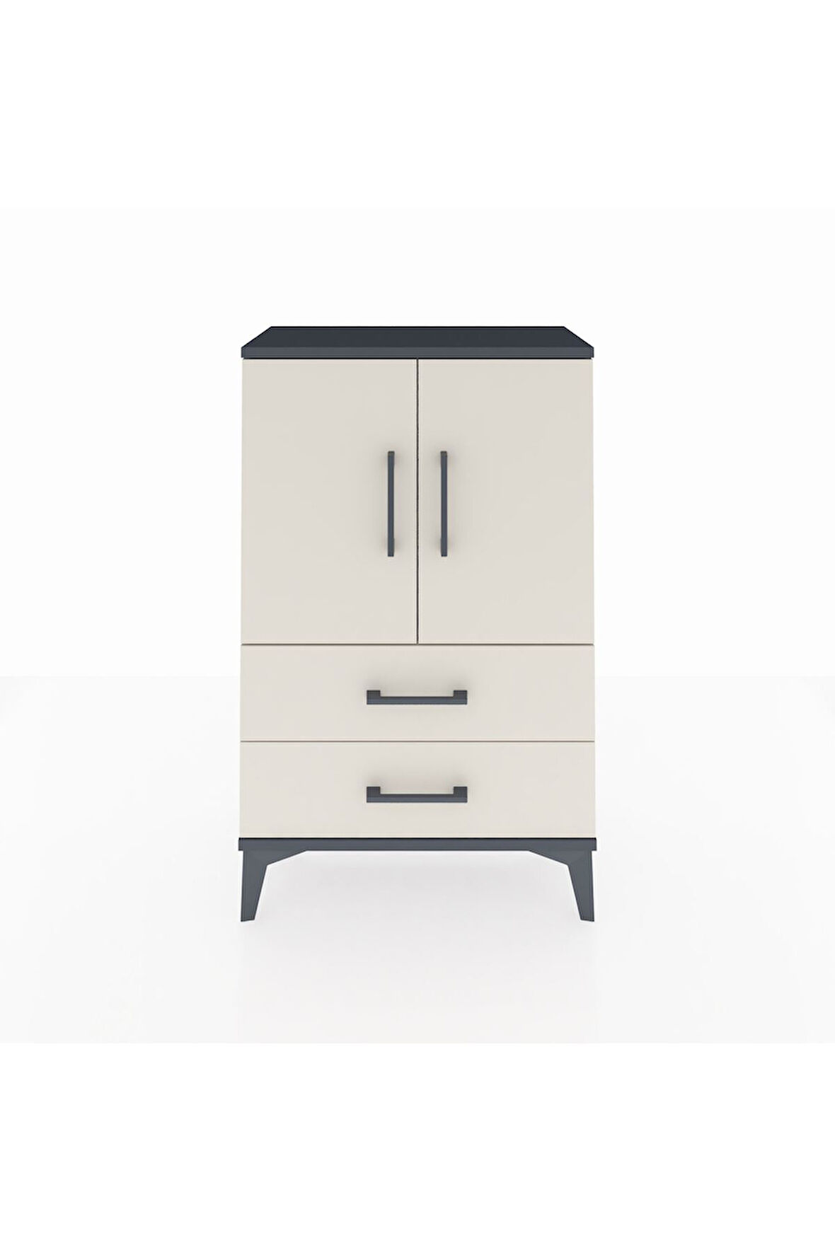 Arges Komodin 2 Raflı 2 Çekmeceli 2 Kapaklı 60x30x96 Antrasit-Aytaşı