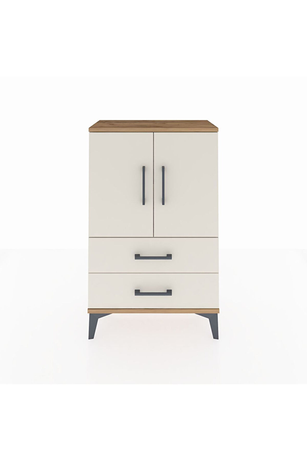 Arges Komodin 2 Raflı 2 Çekmeceli 2 Kapaklı 60x30x96 Çam-Aytaşı