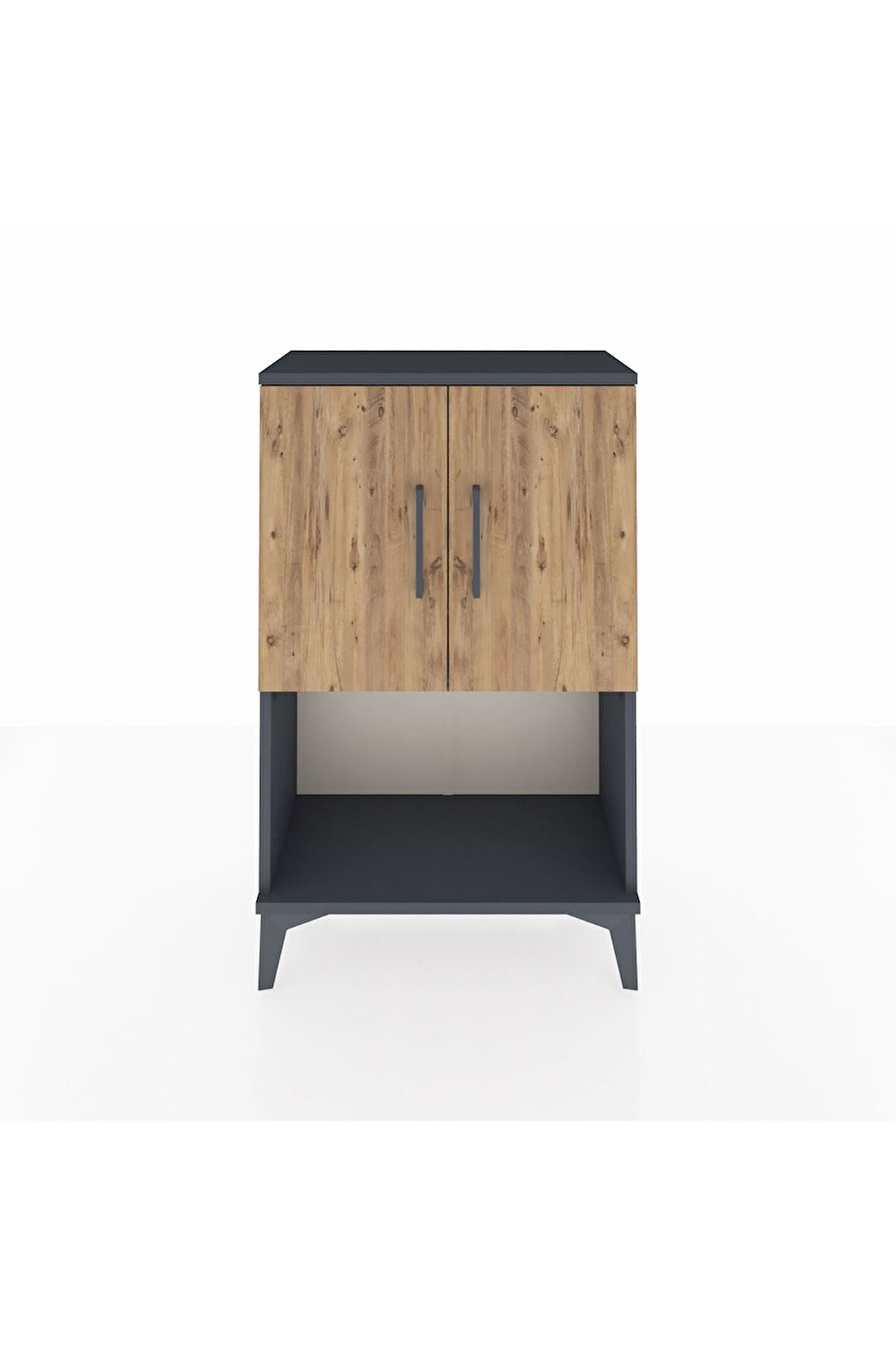 Arges Komodin 2 Raflı 2 Kapaklı 60x30x96 Antrasit-Çam