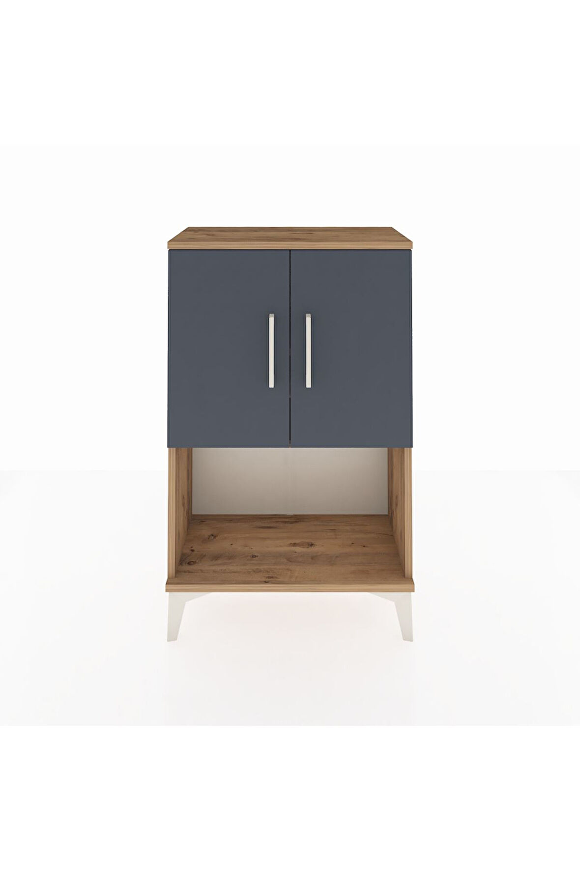Arges Komodin 2 Raflı 2 Kapaklı 60x30x96 Çam-Antrasit