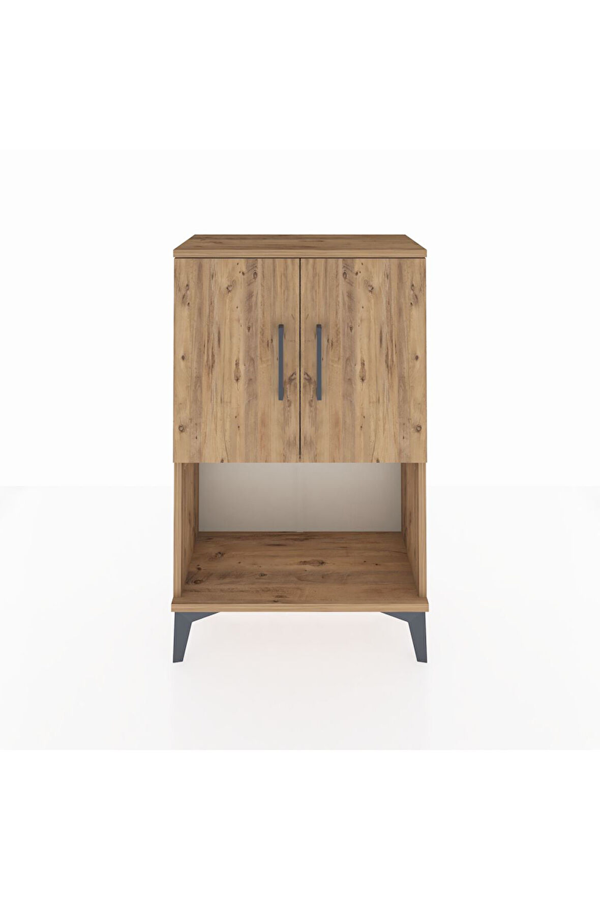 Arges Komodin 2 Raflı 2 Kapaklı 60x30x96 Çam-Çam