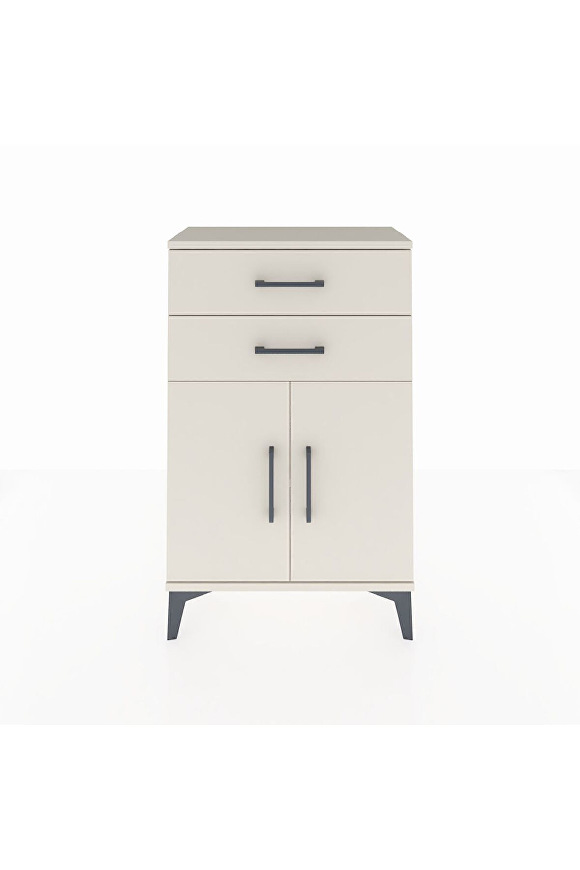 Arges Komodin Tek Raflı 2 Çekmeceli 2 Kapaklı 60x30x96 Aytaşı-Aytaşı