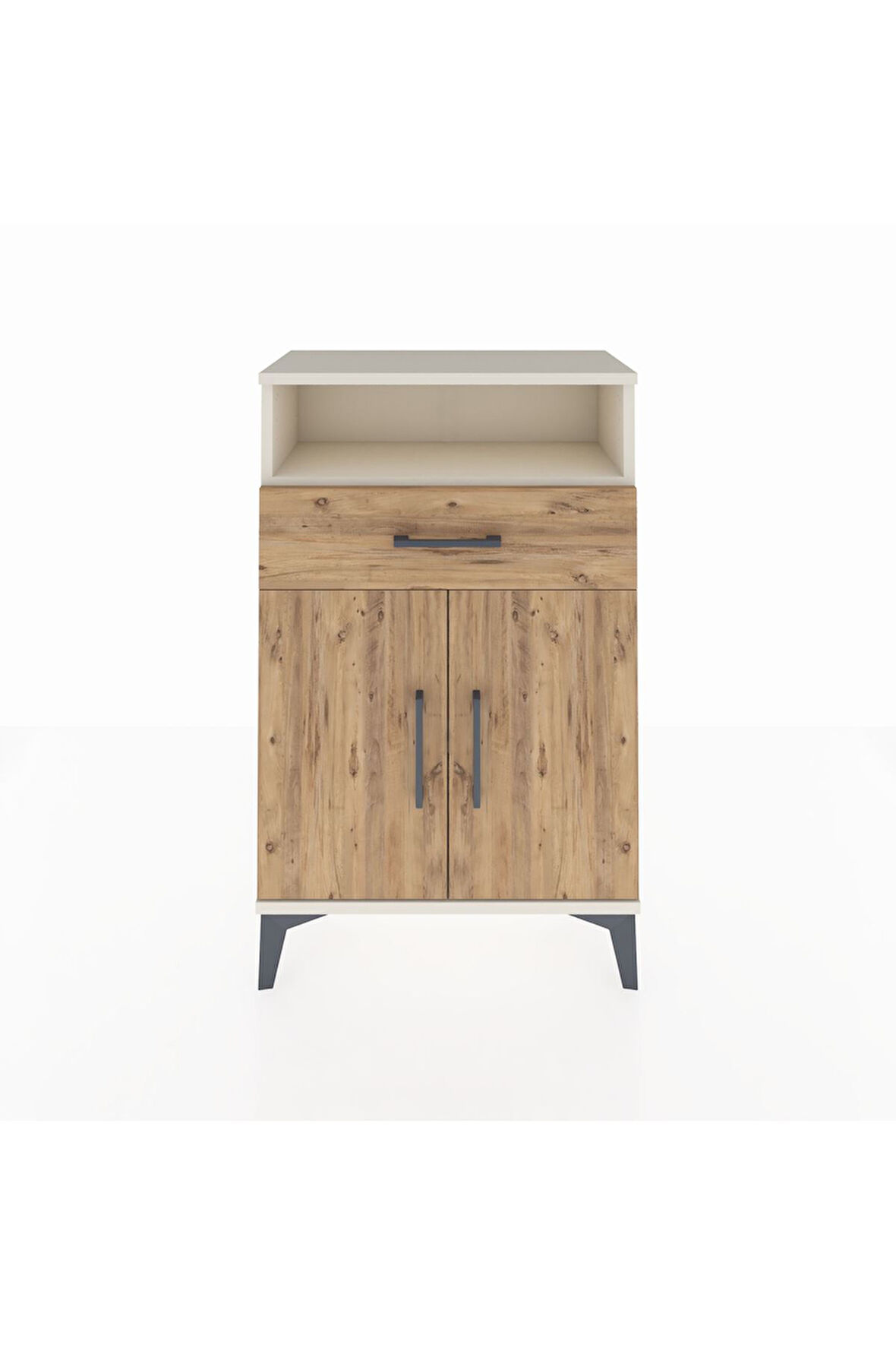 Arges Komodin 2 Raflı Tek Çekmeceli 2 Kapaklı 60x30x96 Aytaşı-Çam