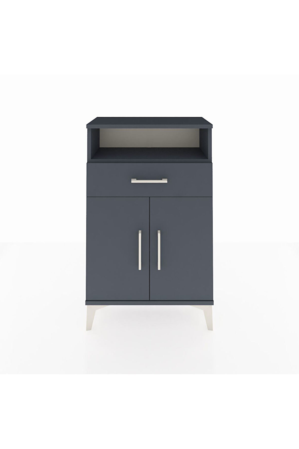 Arges Komodin 2 Raflı Tek Çekmeceli 2 Kapaklı 60x30x96 Antrasit-Antrasit