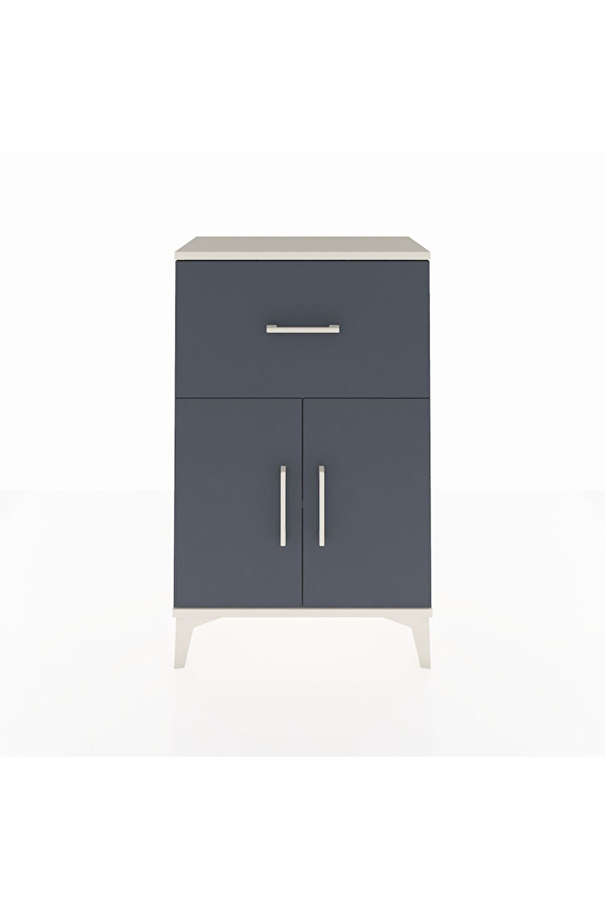 Arges Komodin Tek Raflı Tek Çekmeceli 2 Kapaklı 60x30x96 Aytaşı-Antrasit