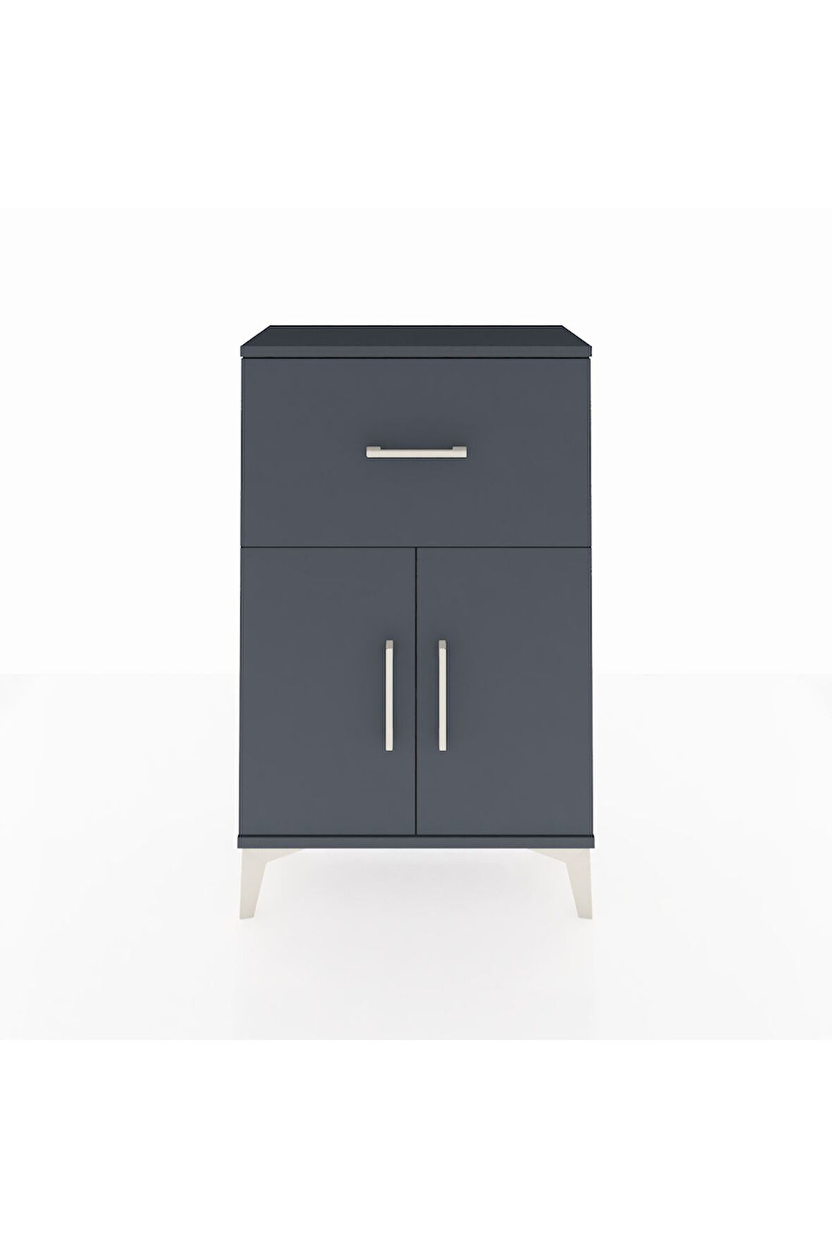 Arges Komodin Tek Raflı Tek Çekmeceli 2 Kapaklı 60x30x96 Antrasit-Antrasit