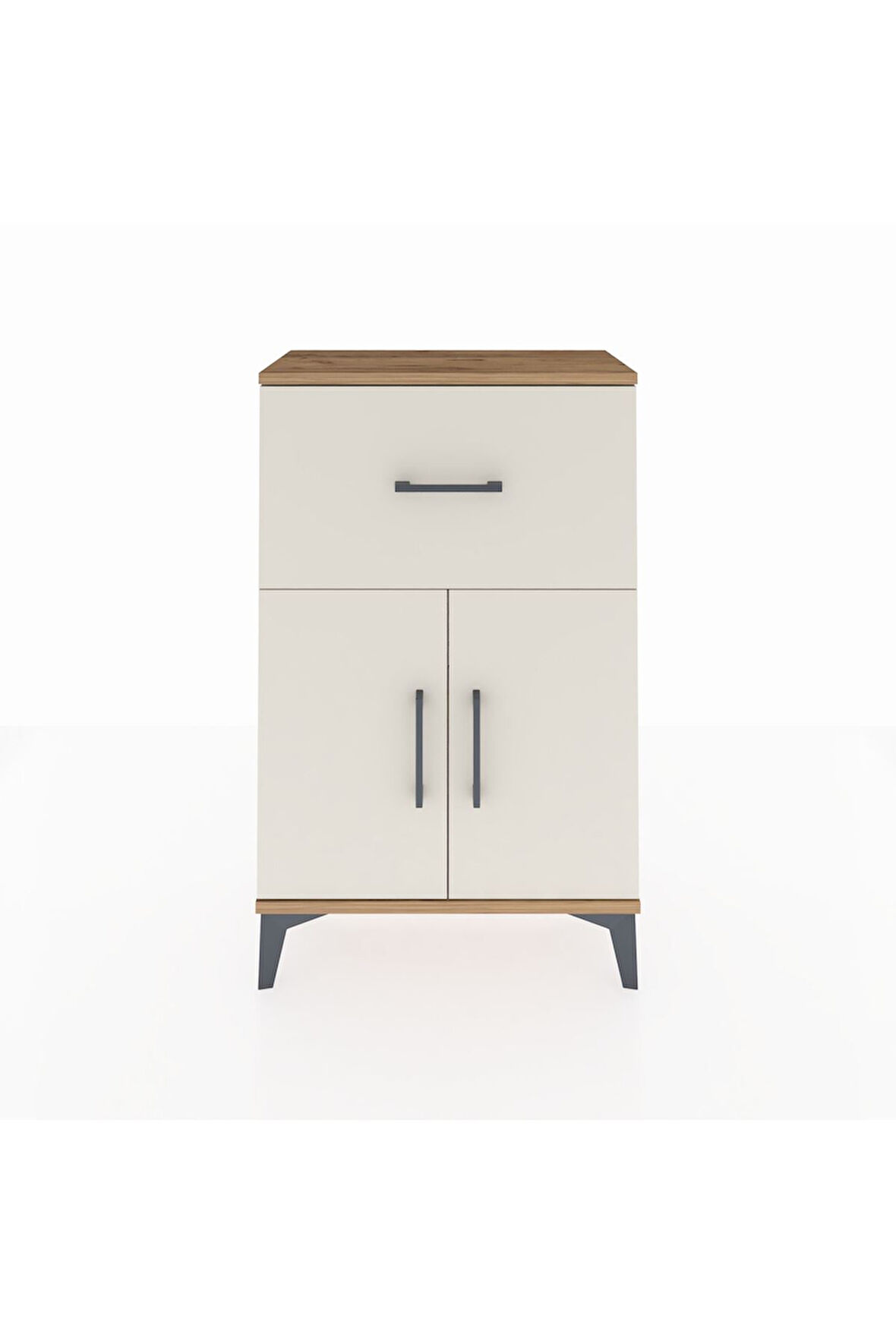 Arges Komodin Tek Raflı Tek Çekmeceli 2 Kapaklı 60x30x96 Çam-Aytaşı