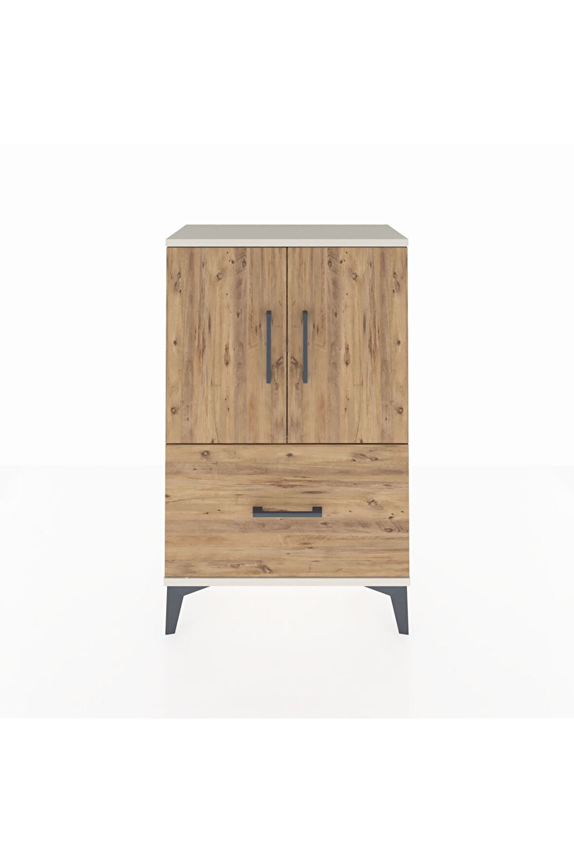 Arges Komodin 2 Raflı Tek Çekmeceli 2 Kapaklı 60x30x96 Aytaşı-Çam