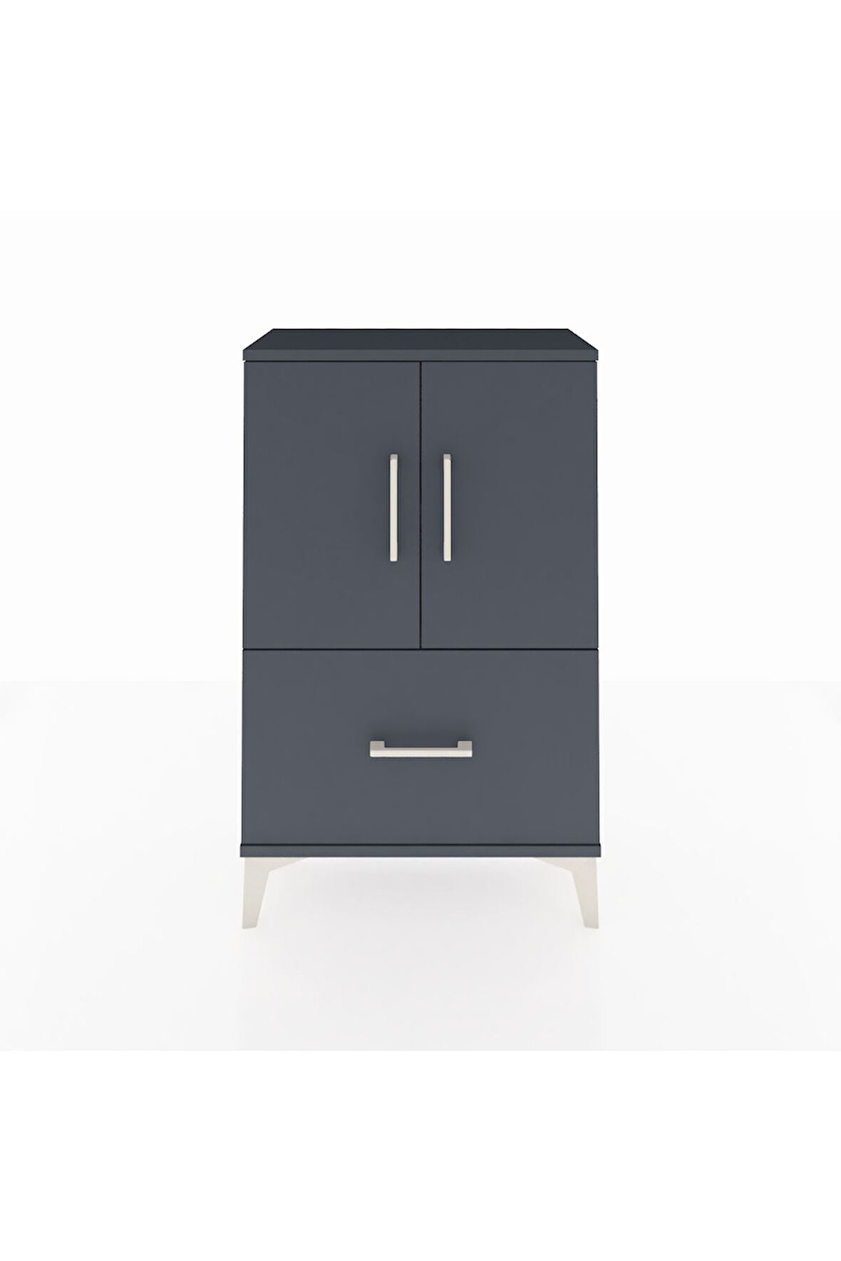 Arges Komodin 2 Raflı Tek Çekmeceli 2 Kapaklı 60x30x96 Antrasit-Antrasit