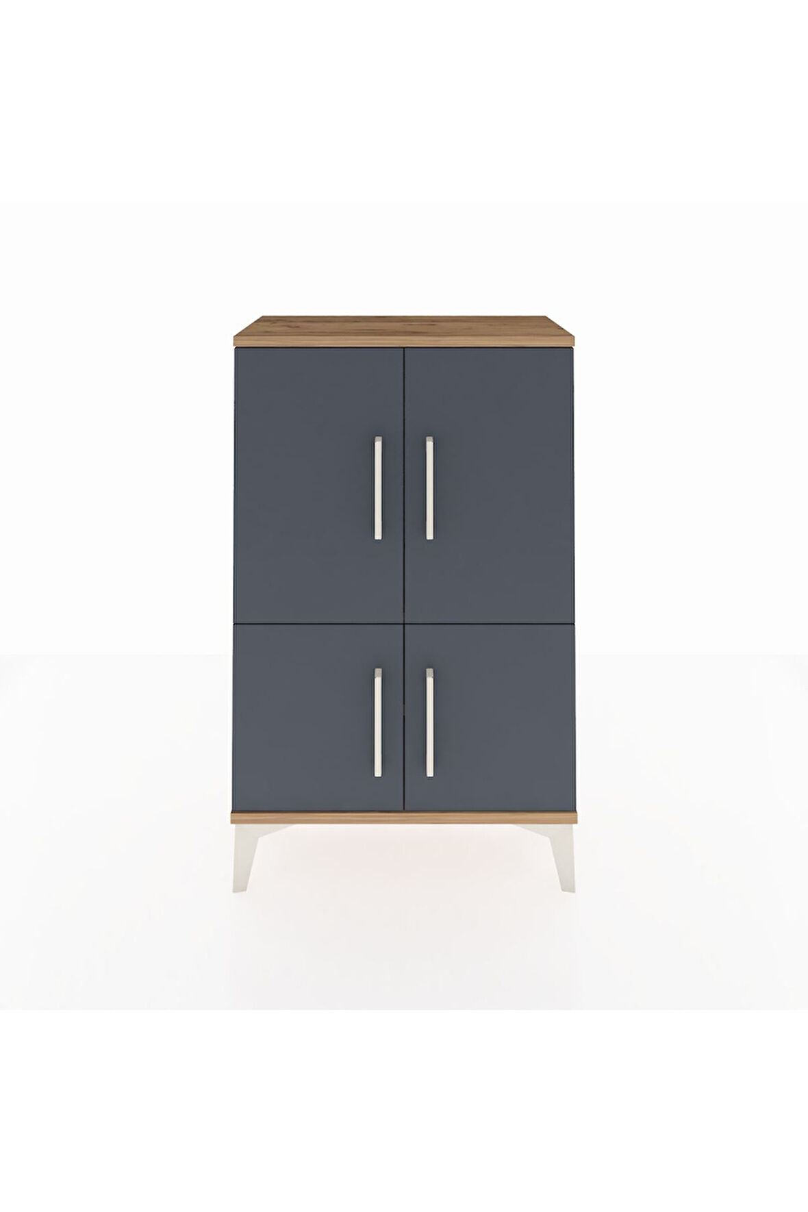 Arges Komodin 2 Raflı 4 Kapaklı 60x30x96 Çam-Antrasit