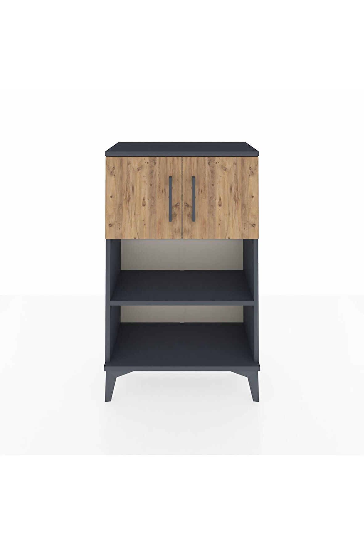 Arges Komodin 2 Raflı 2 Kapaklı 60x30x96 Antrasit-Çam