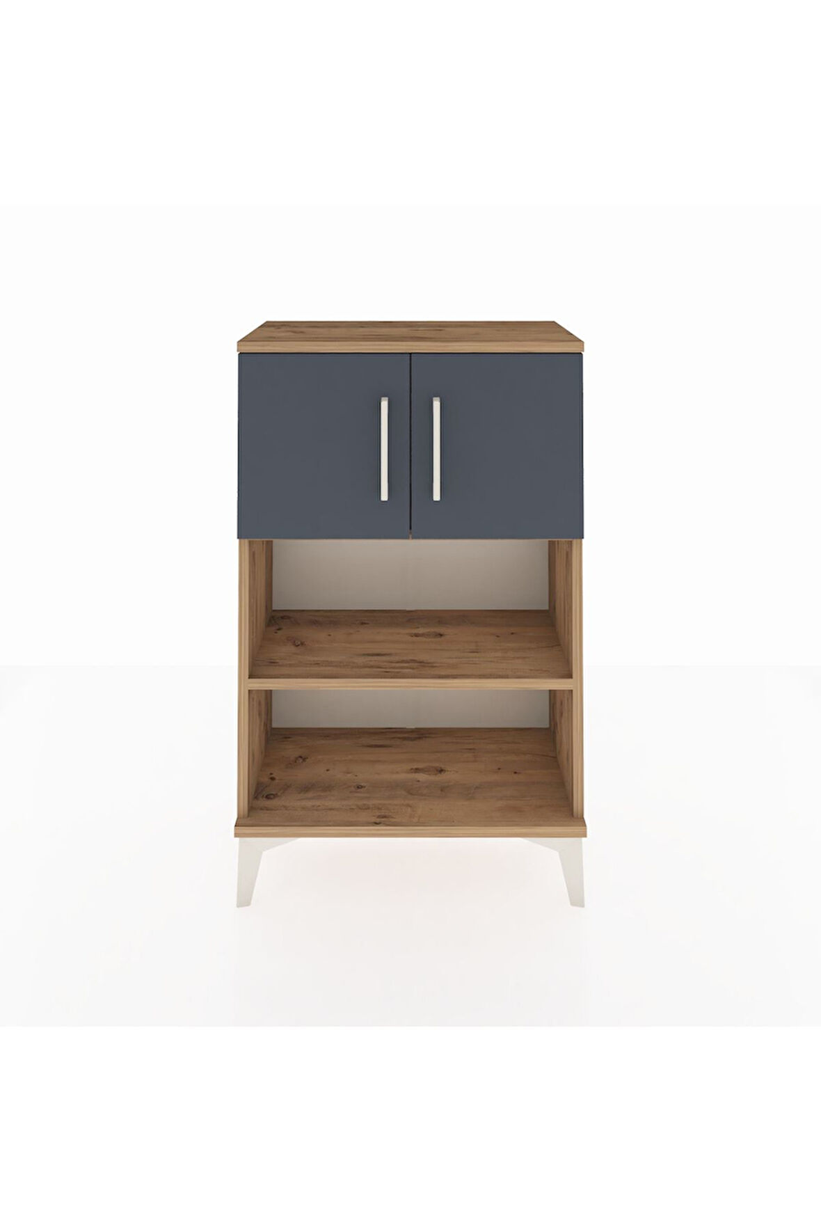 Arges Komodin 2 Raflı 2 Kapaklı 60x30x96 Çam-Antrasit