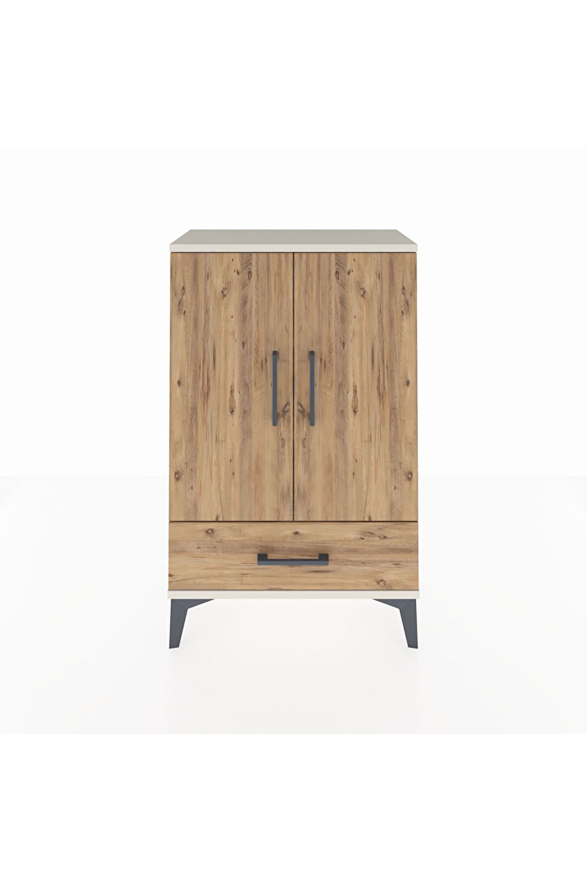 Arges Komodin 2 Raflı Tek Çekmeceli 2 Kapaklı 60x30x96 Aytaşı-Çam