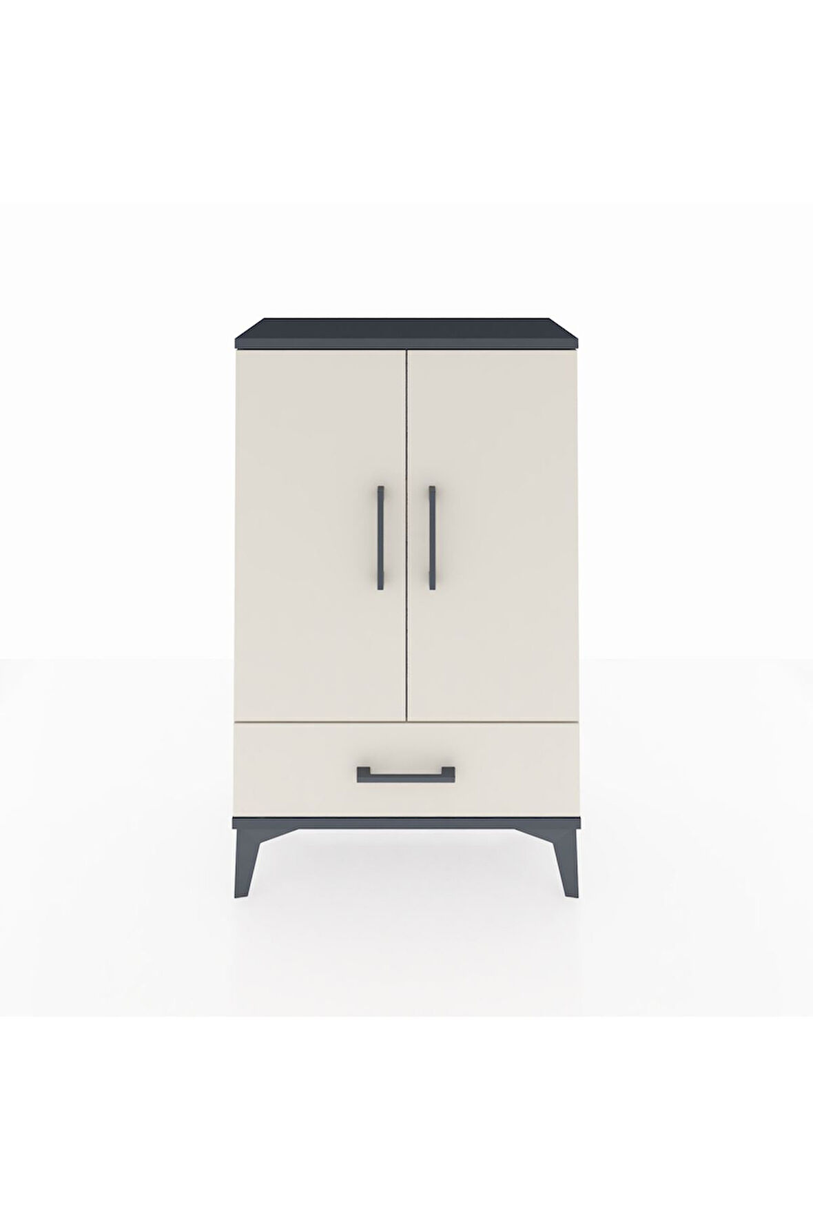 Arges Komodin 2 Raflı Tek Çekmeceli 2 Kapaklı 60x30x96 Antrasit-Aytaşı