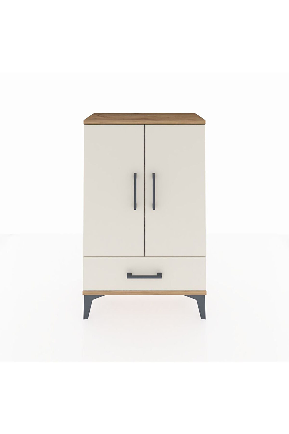 Arges Komodin 2 Raflı Tek Çekmeceli 2 Kapaklı 60x30x96 Çam-Aytaşı