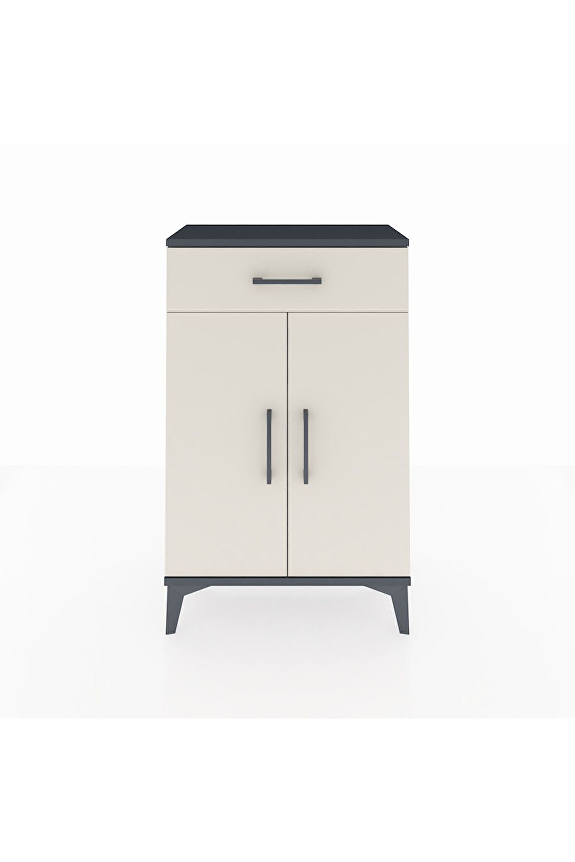 Arges Komodin 2 Raflı Tek Çekmeceli 2 Kapaklı 60x30x96 Antrasit-Aytaşı