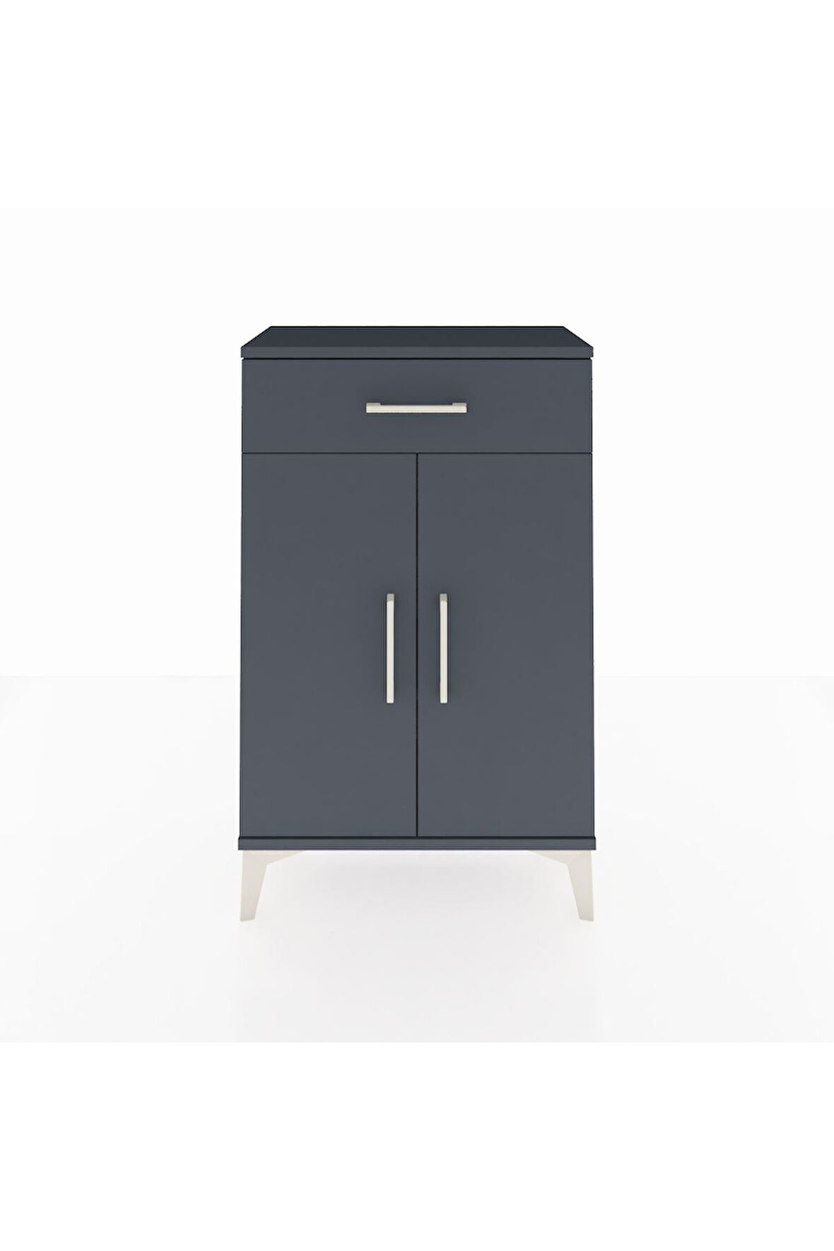 Arges Komodin 2 Raflı Tek Çekmeceli 2 Kapaklı 60x30x96 Antrasit-Antrasit