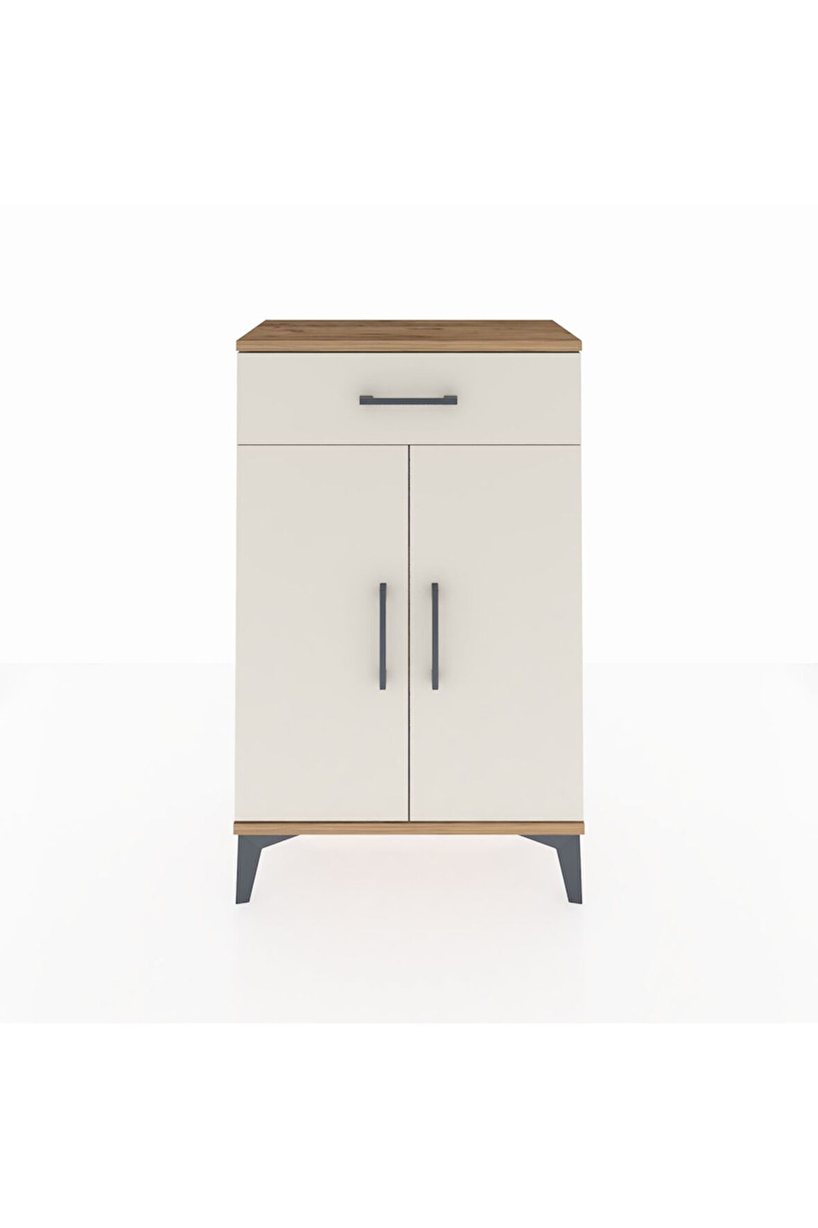 Arges Komodin 2 Raflı Tek Çekmeceli 2 Kapaklı 60x30x96 Çam-Aytaşı