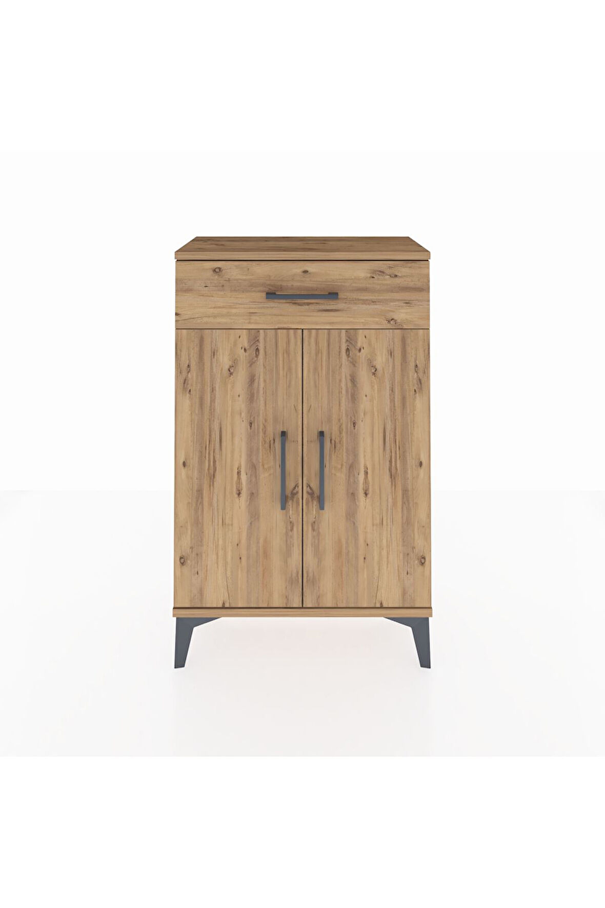 Arges Komodin 2 Raflı Tek Çekmeceli 2 Kapaklı 60x30x96 Çam-Çam