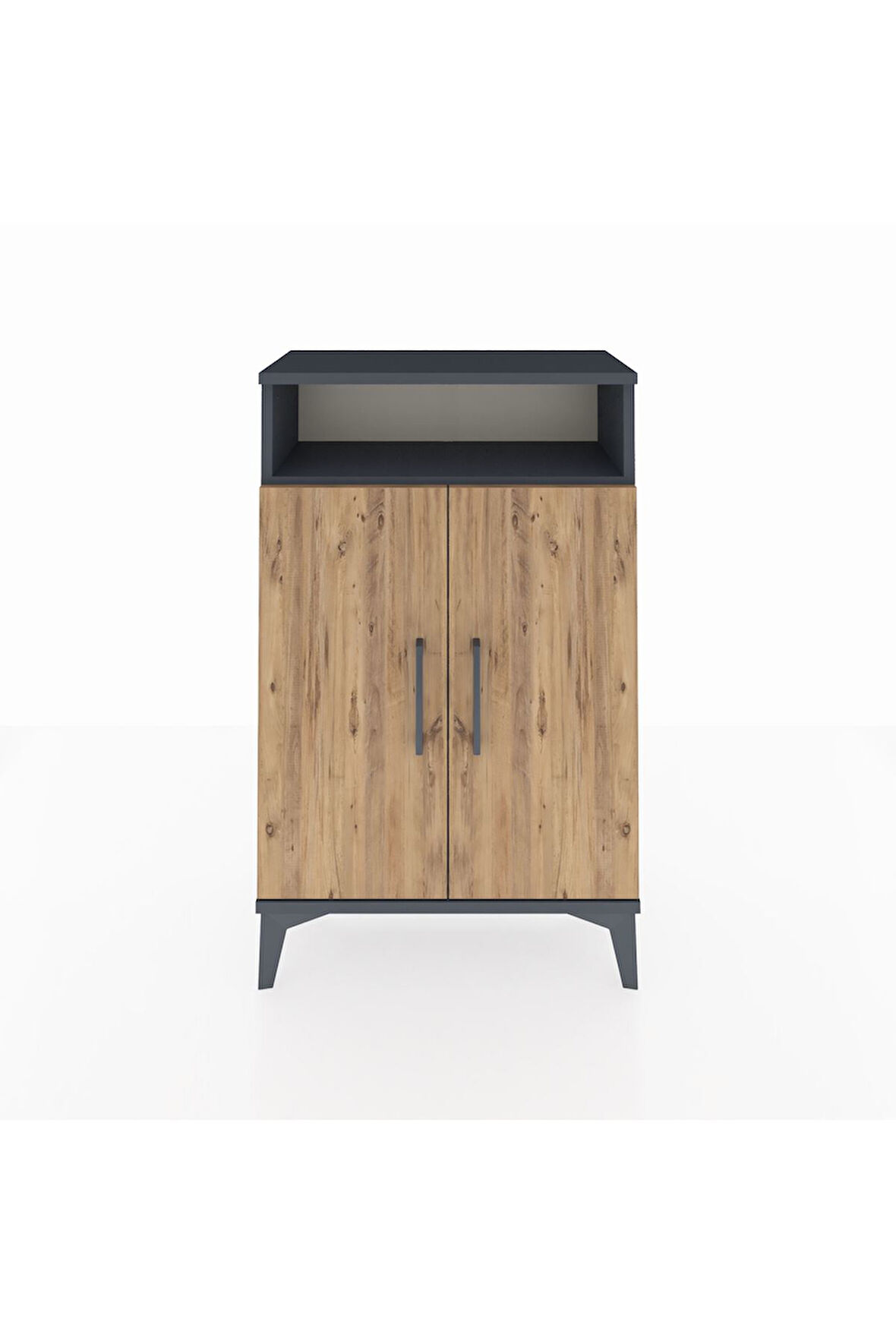 Arges Komodin 3 Raflı 2 Kapaklı 60x30x96 Antrasit-Çam