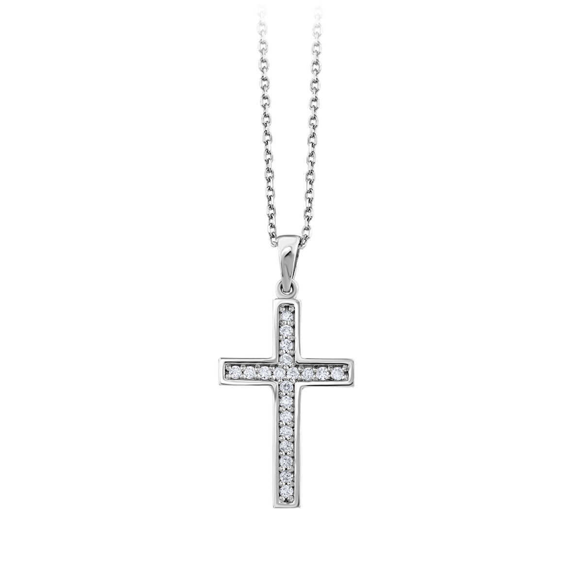 0.15 Karat Pırlantalı Haç Kolye