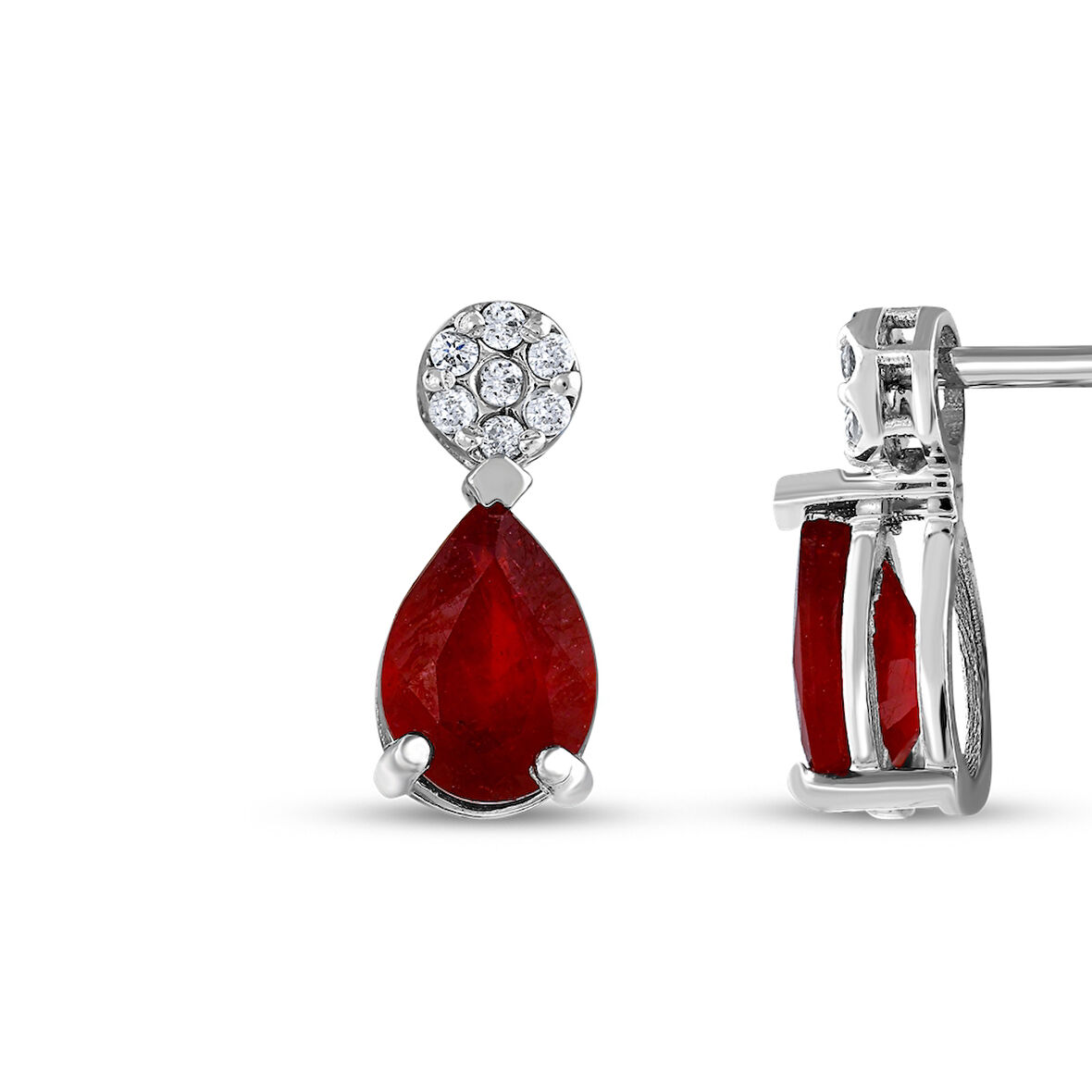 0.08 Karat Yakut Taşlı Pırlanta Küpe