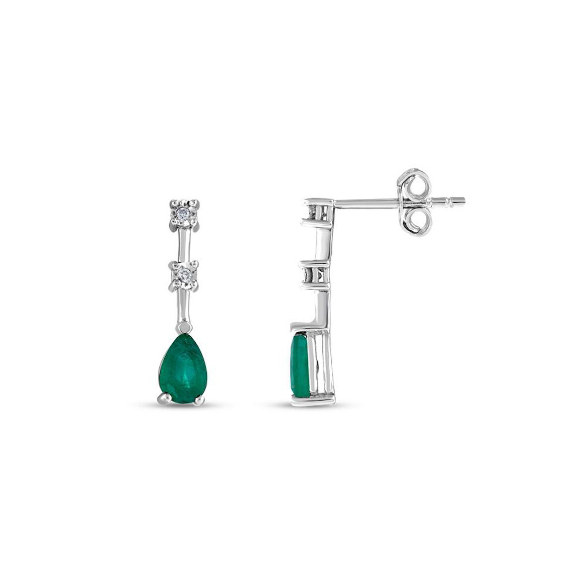 0.03 Karat Zümrüt Pırlanta Fantezi Küpe