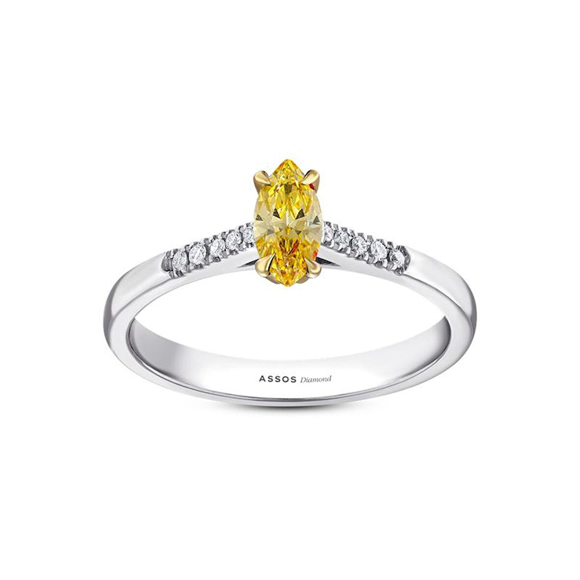 0.05 Karat Sarı Topaz Taşlı Pırlanta Yüzük