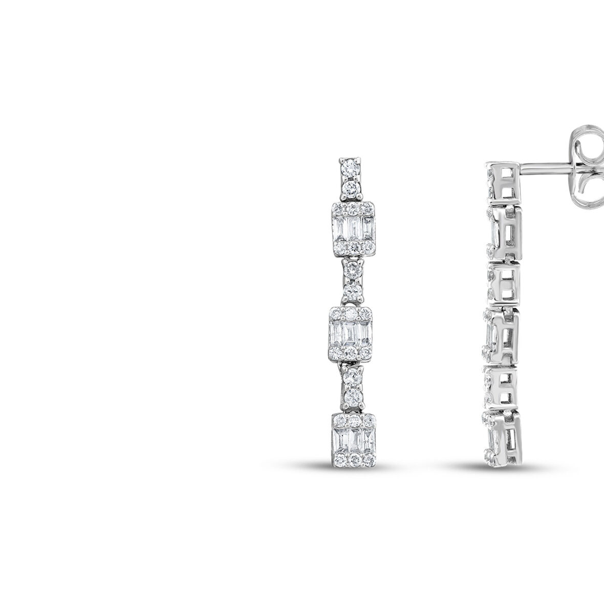 0.52 Karat Baget Taşlı Pırlanta Küpe