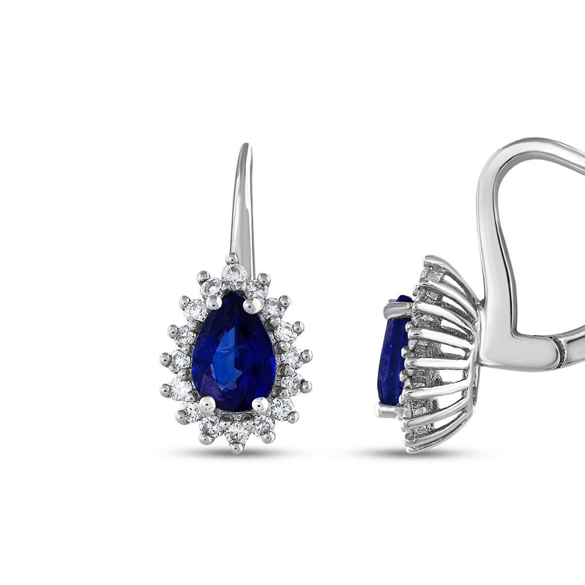 0.23 Karat Safir Taşlı Pırlanta Küpe