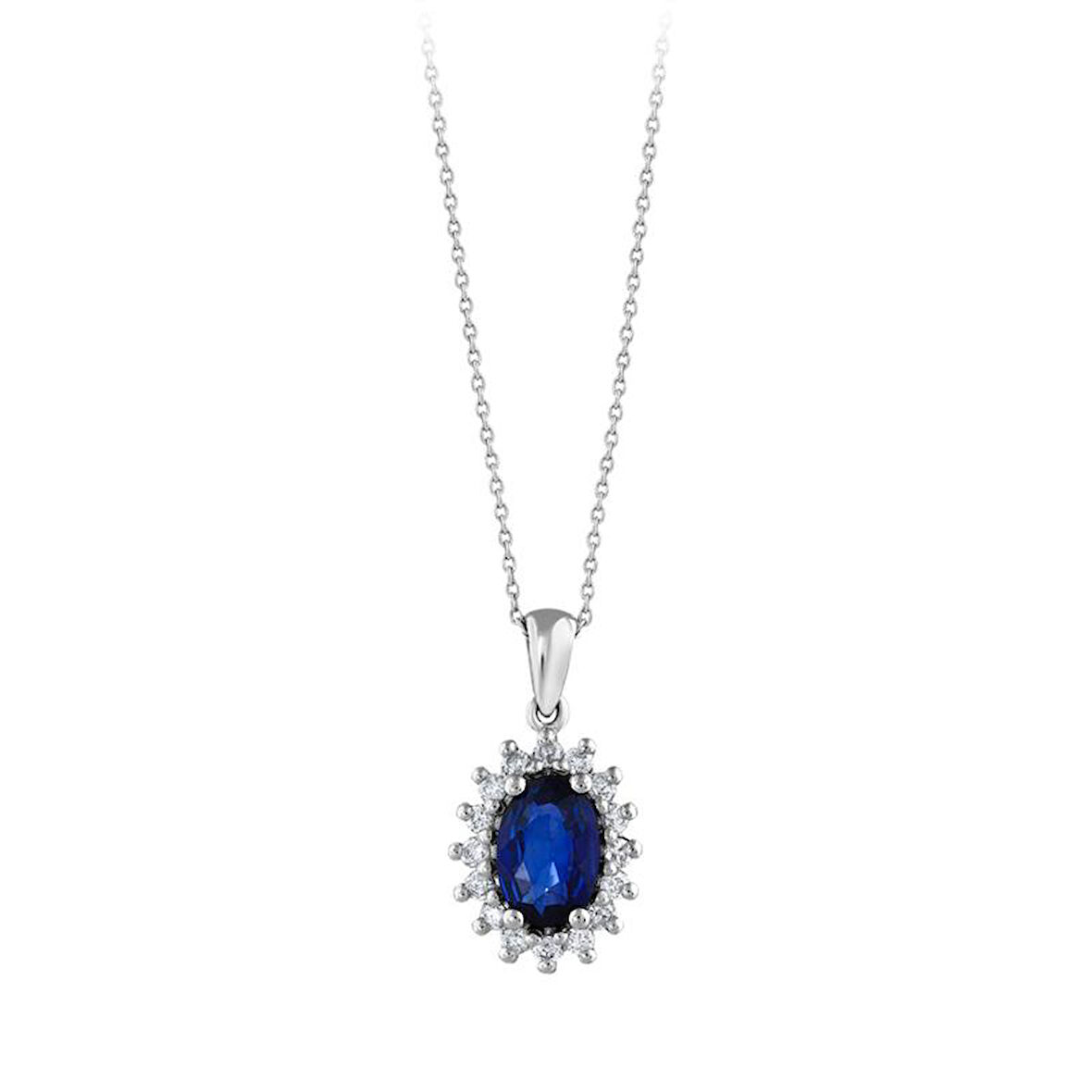 0.14 Karat Safir Taşlı Pırlanta Kolye