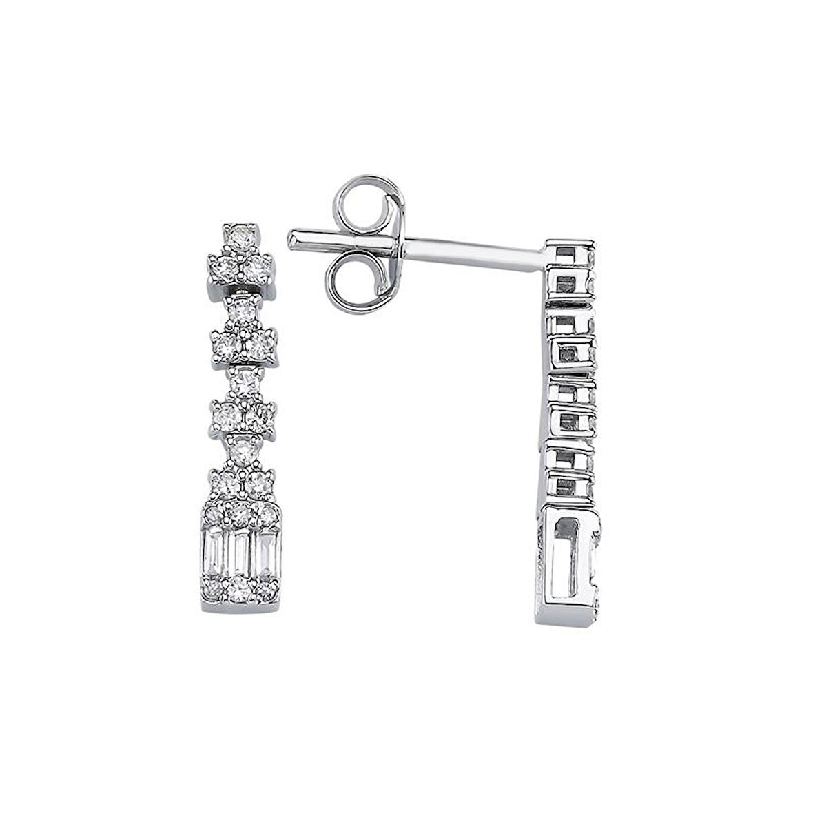 0.32 Karat Baget Taşlı Pırlanta Küpe