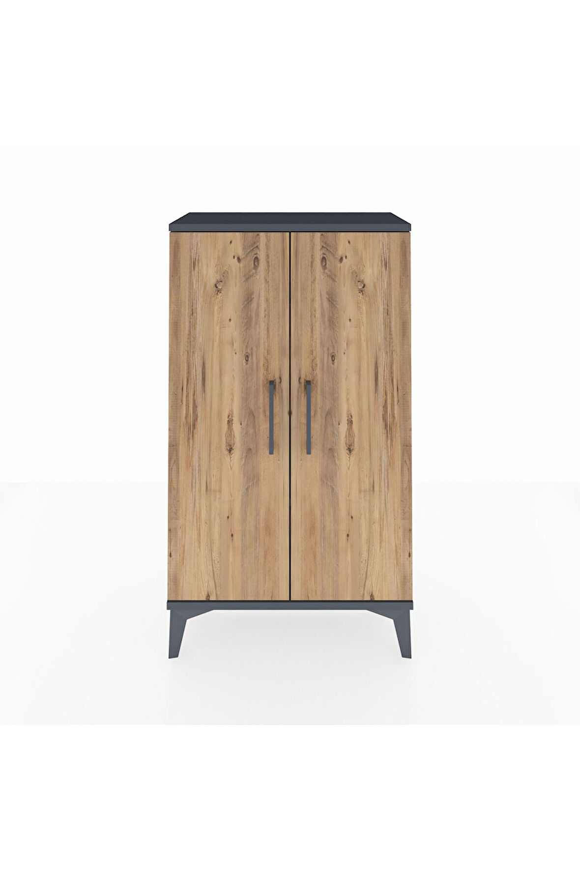 Arges Komodin 2 Raflı 2 Kapaklı 60x30x106 Antrasit-Çam