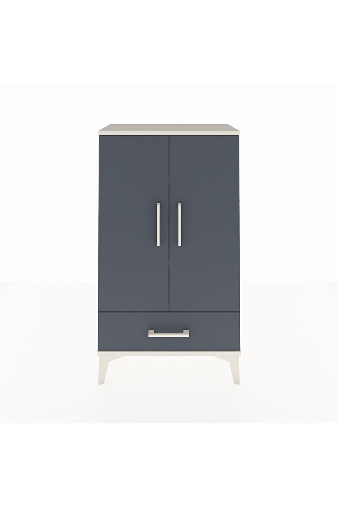 Arges Komodin 3 Raflı Tek Çekmeceli 2 Kapaklı 60x30x106 Aytaşı-Antrasit