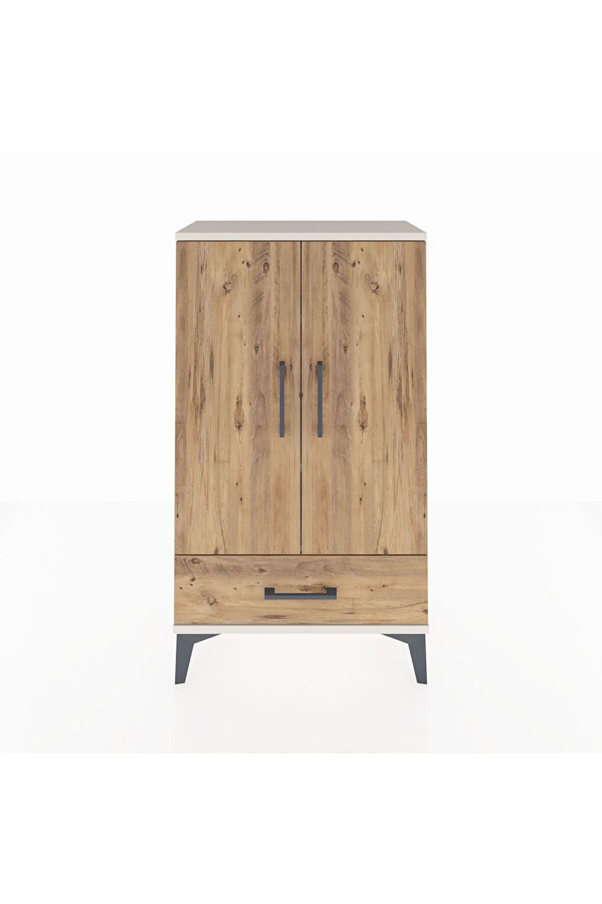 Arges Komodin 3 Raflı Tek Çekmeceli 2 Kapaklı 60x30x106 Aytaşı-Çam