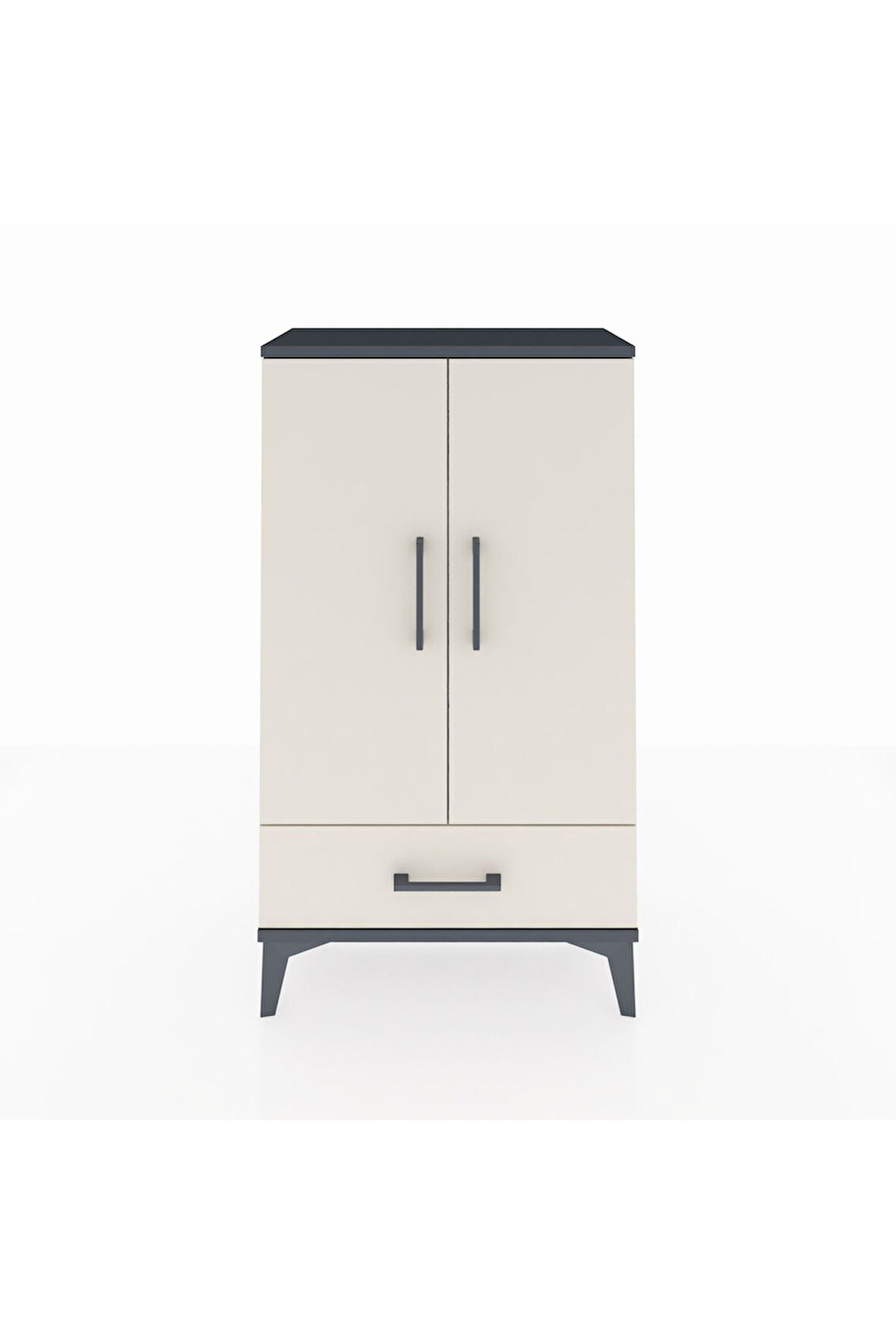 Arges Komodin 3 Raflı Tek Çekmeceli 2 Kapaklı 60x30x106 Antrasit-Aytaşı