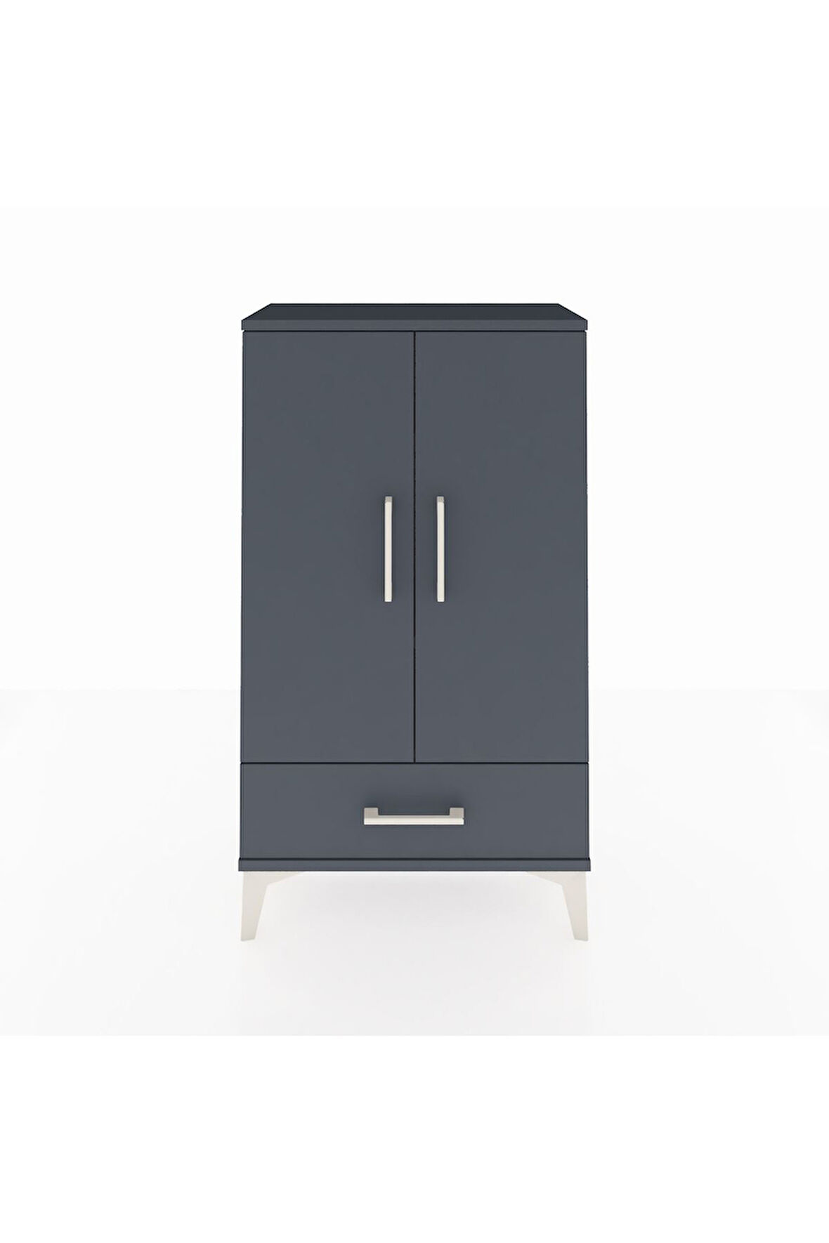 Arges Komodin 3 Raflı Tek Çekmeceli 2 Kapaklı 60x30x106 Antrasit-Antrasit