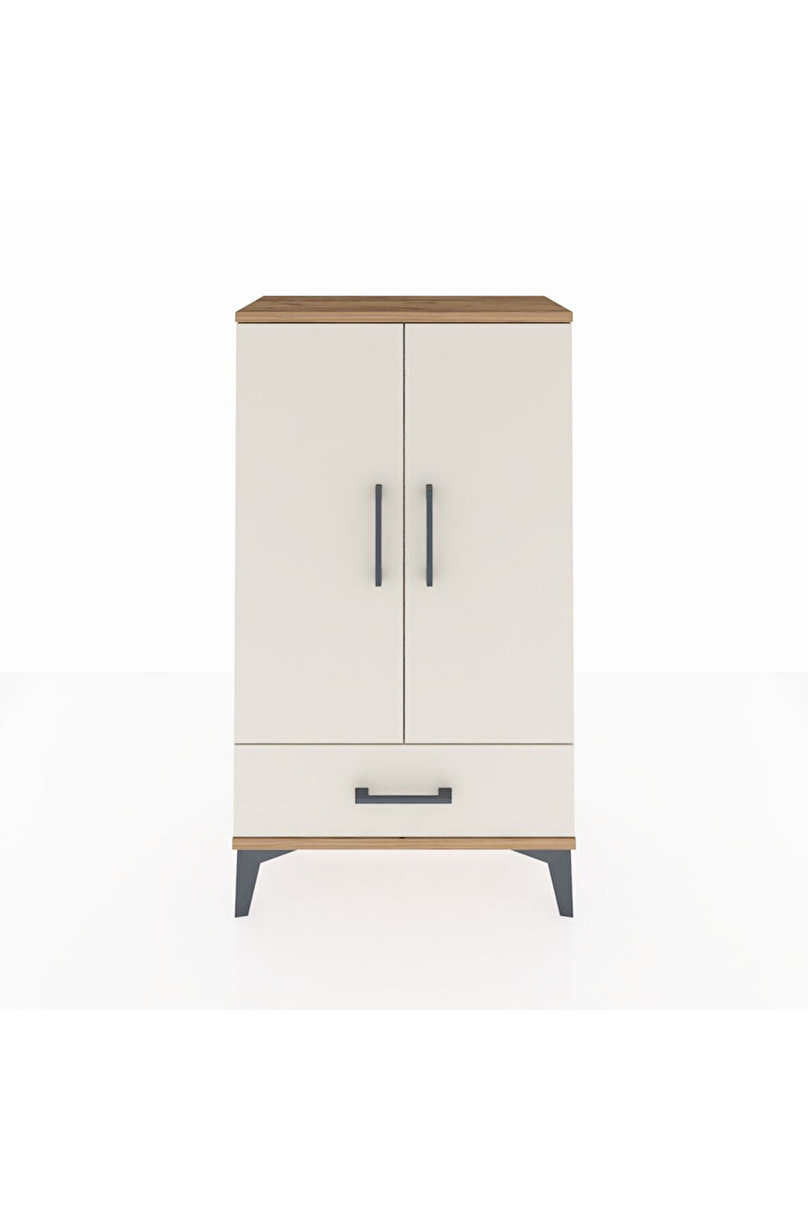 Arges Komodin 3 Raflı Tek Çekmeceli 2 Kapaklı 60x30x106 Çam-Aytaşı