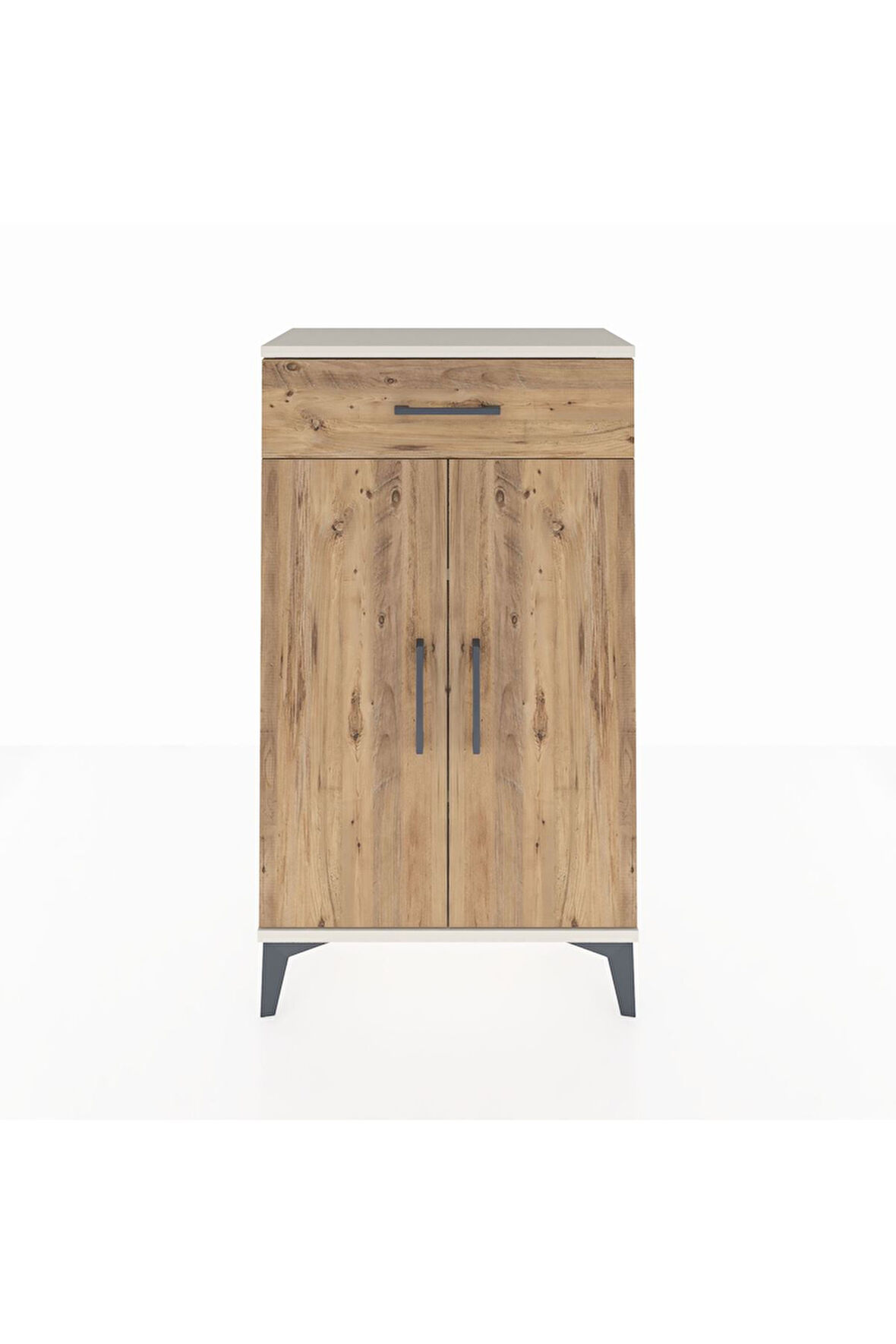 Arges Komodin 2 Raflı Tek Çekmeceli 2 Kapaklı 60x30x106 Aytaşı-Çam